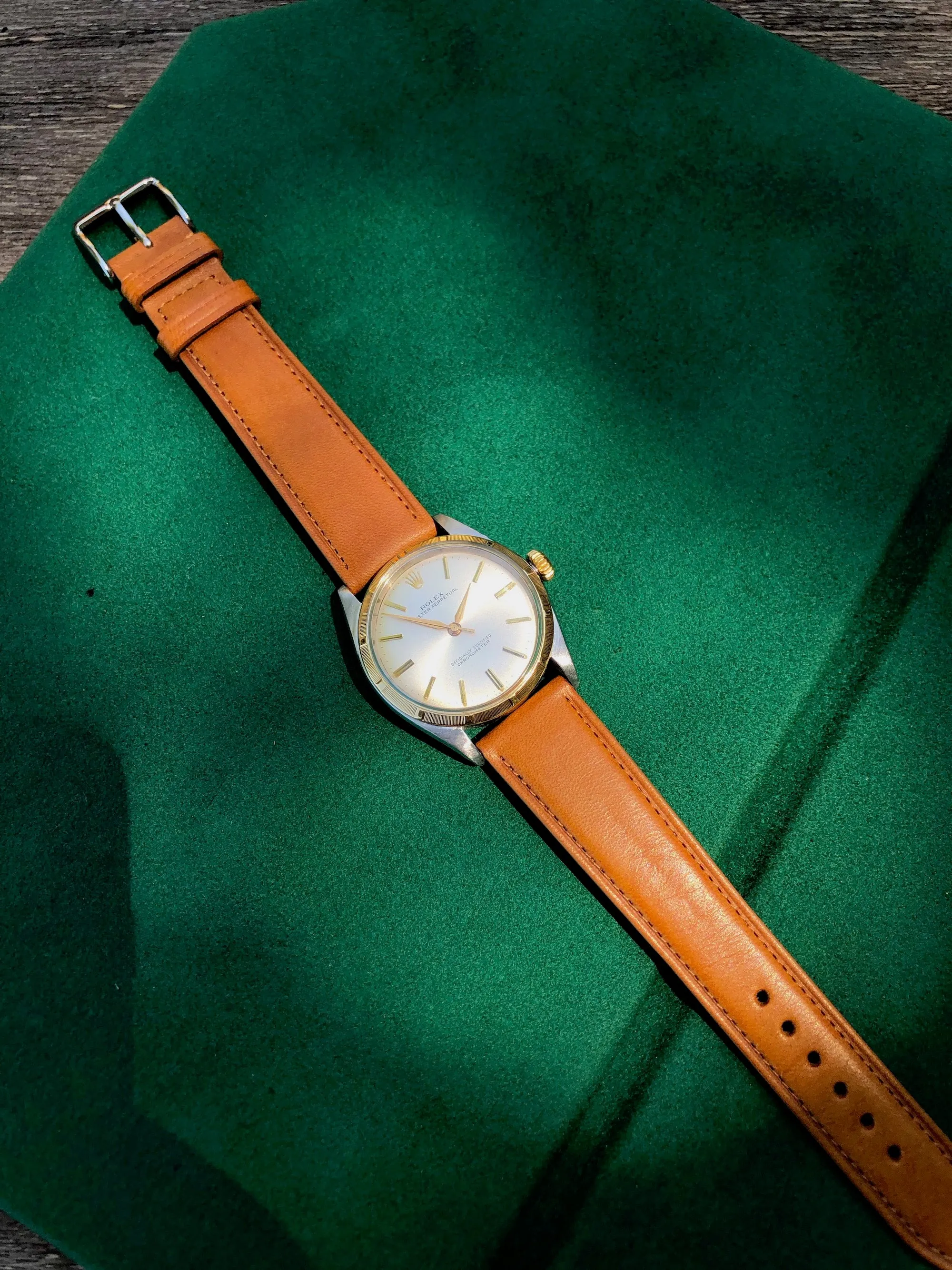1958 Rolex Oyster Perpetual 6285 Two Tone Stainless Steel Gold Silver Automatic Wristwatch