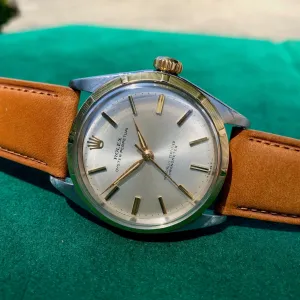 1958 Rolex Oyster Perpetual 6285 Two Tone Stainless Steel Gold Silver Automatic Wristwatch