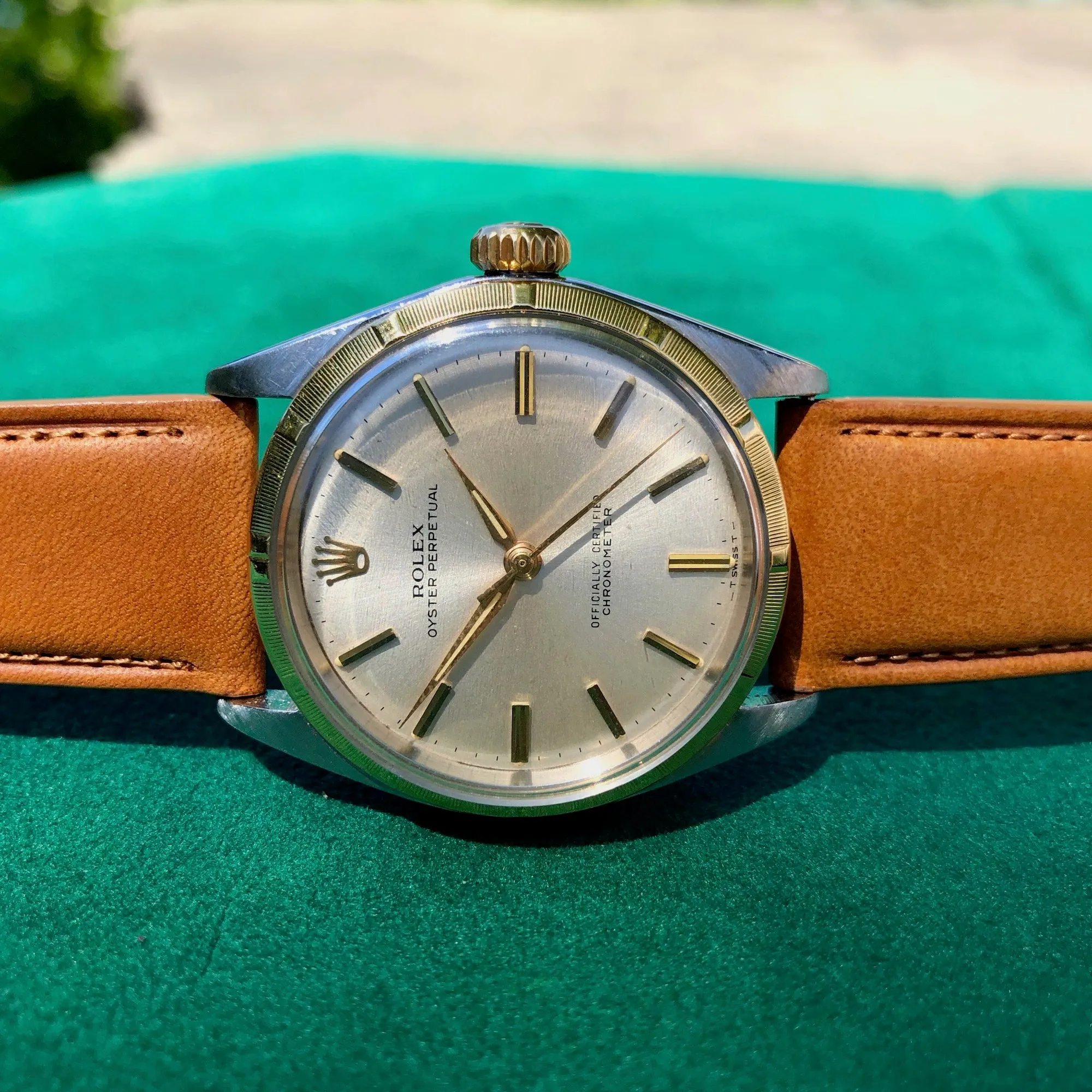 1958 Rolex Oyster Perpetual 6285 Two Tone Stainless Steel Gold Silver Automatic Wristwatch