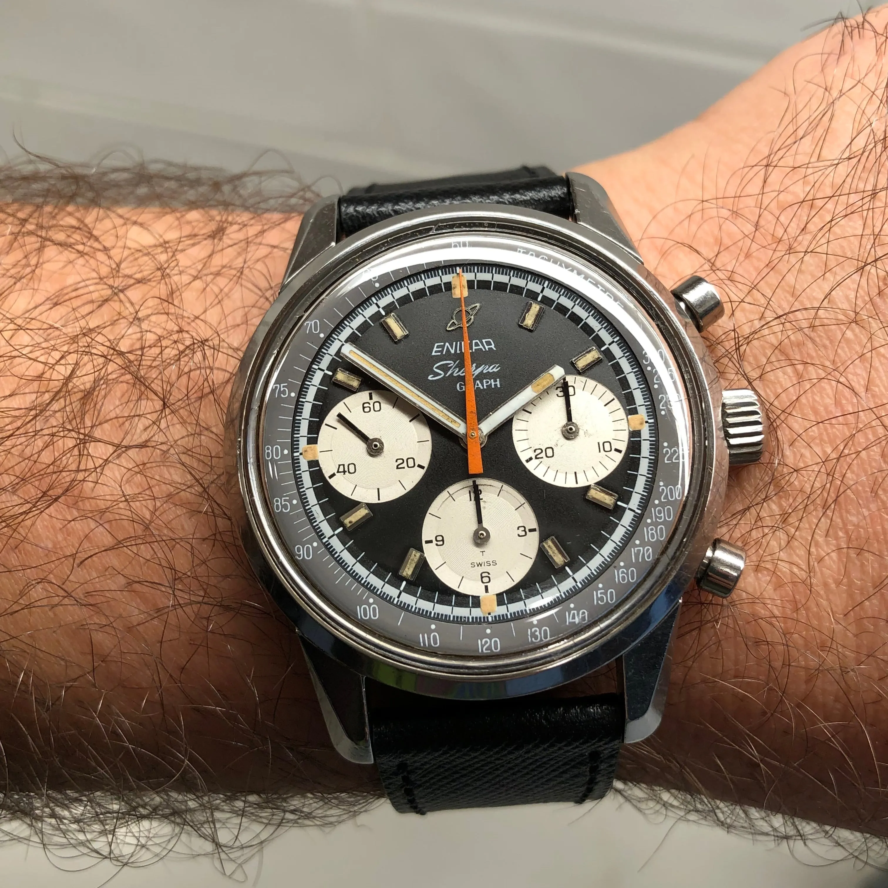 1960s Enicar Sherpa Graph Mk IV 072-02-01 Valjoux 72 Chronograph Wristwatch