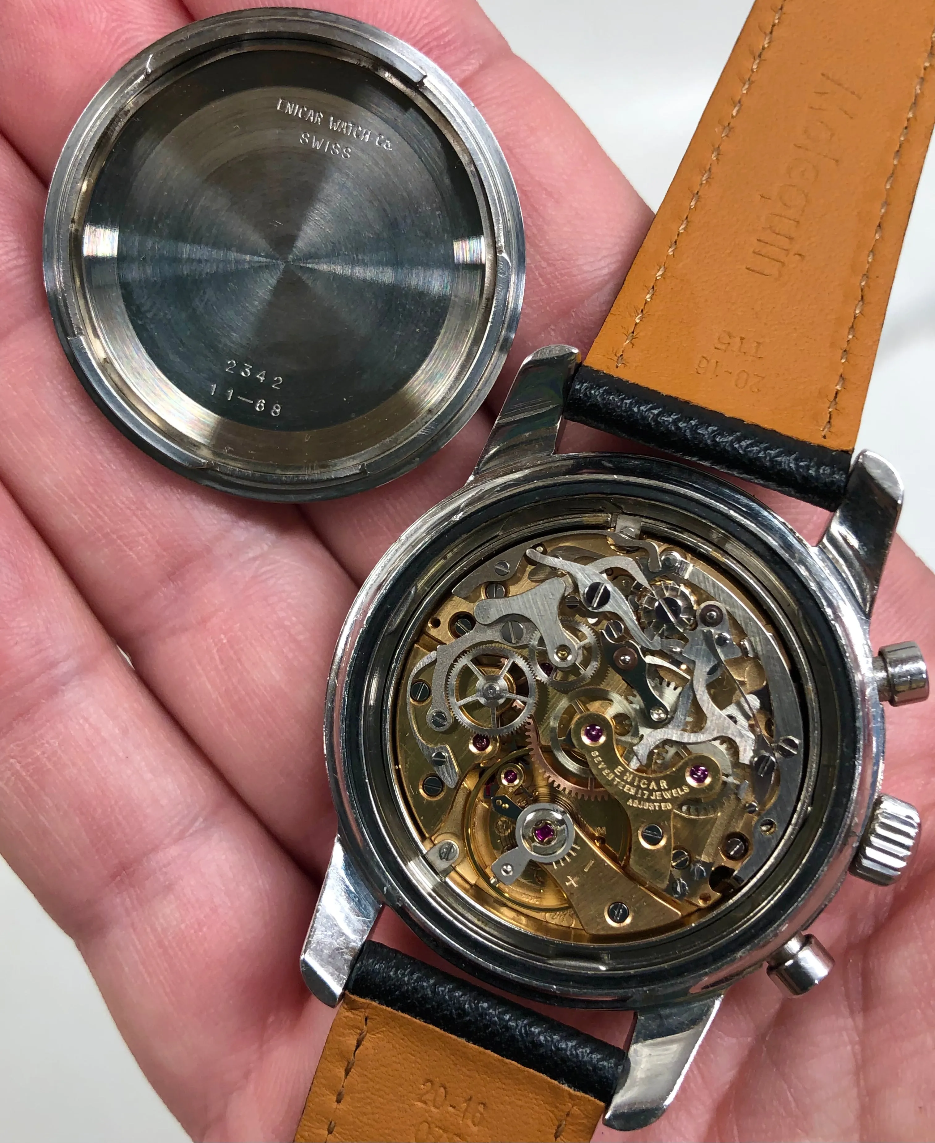 1960s Enicar Sherpa Graph Mk IV 072-02-01 Valjoux 72 Chronograph Wristwatch