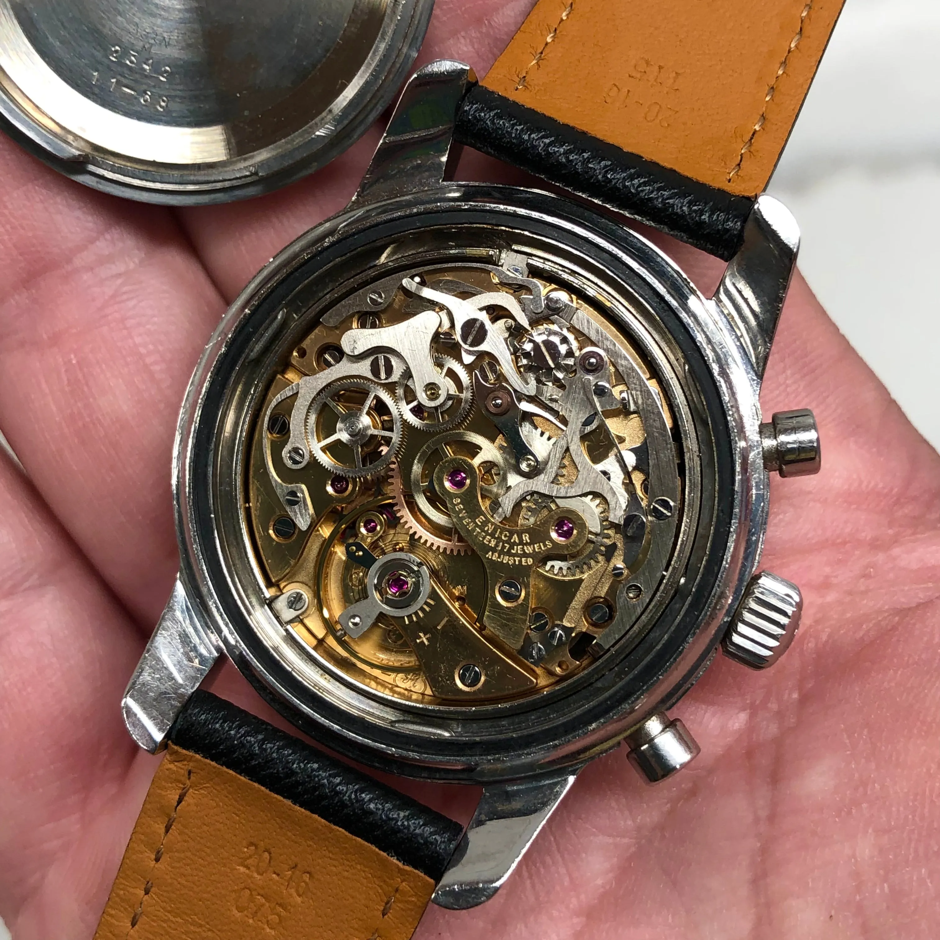 1960s Enicar Sherpa Graph Mk IV 072-02-01 Valjoux 72 Chronograph Wristwatch