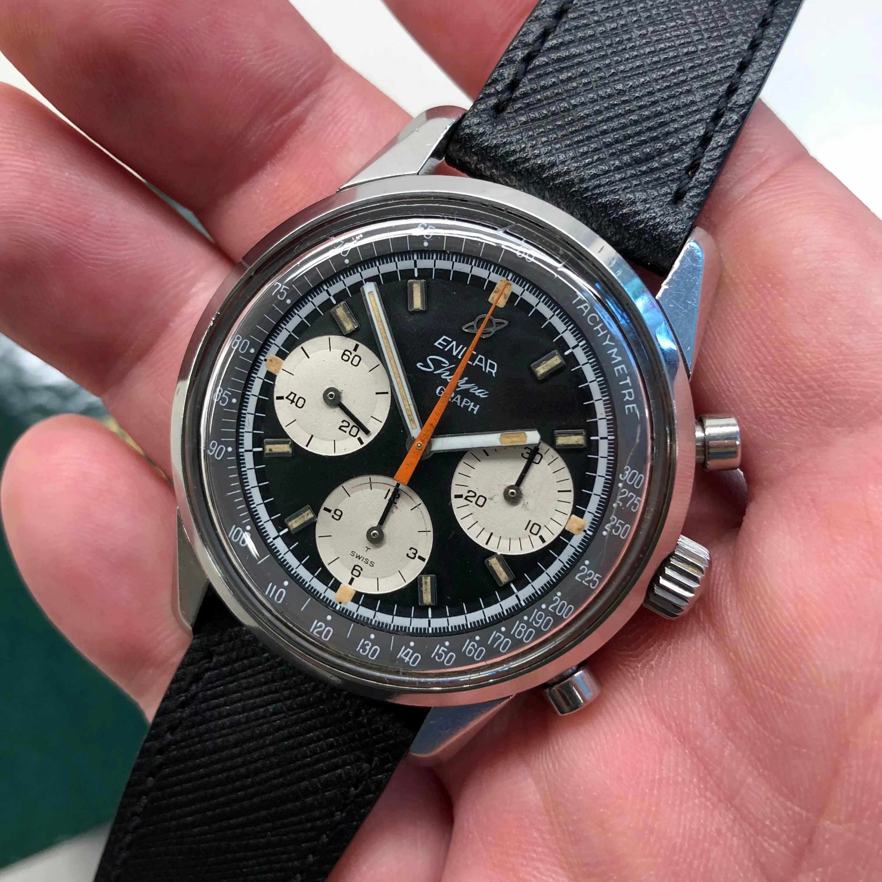 1960s Enicar Sherpa Graph Mk IV 072-02-01 Valjoux 72 Chronograph Wristwatch