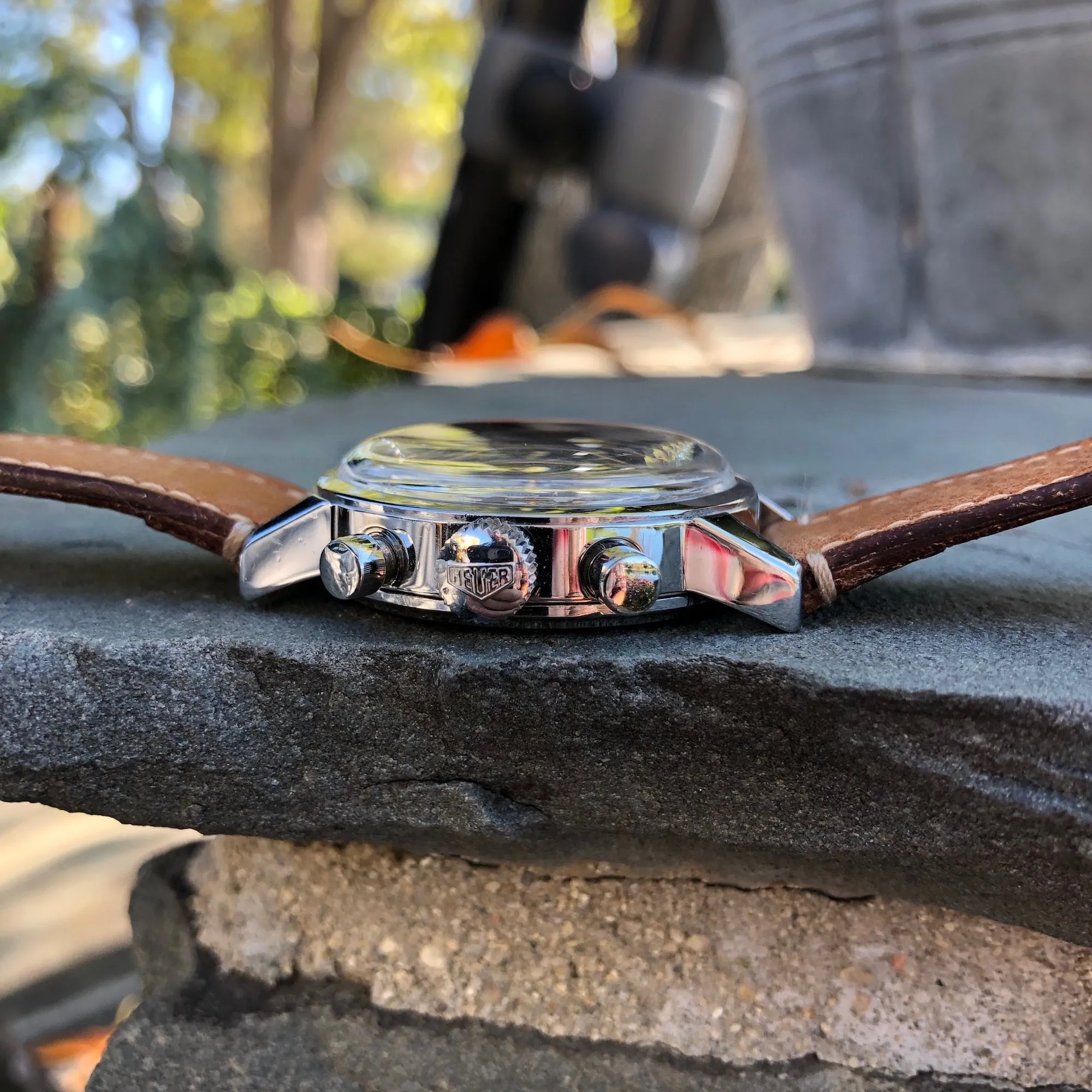 1960s Heuer Carrera 12 Dato 2547S Valjoux 72C Steel Triple Date Chronograph Wristwatch