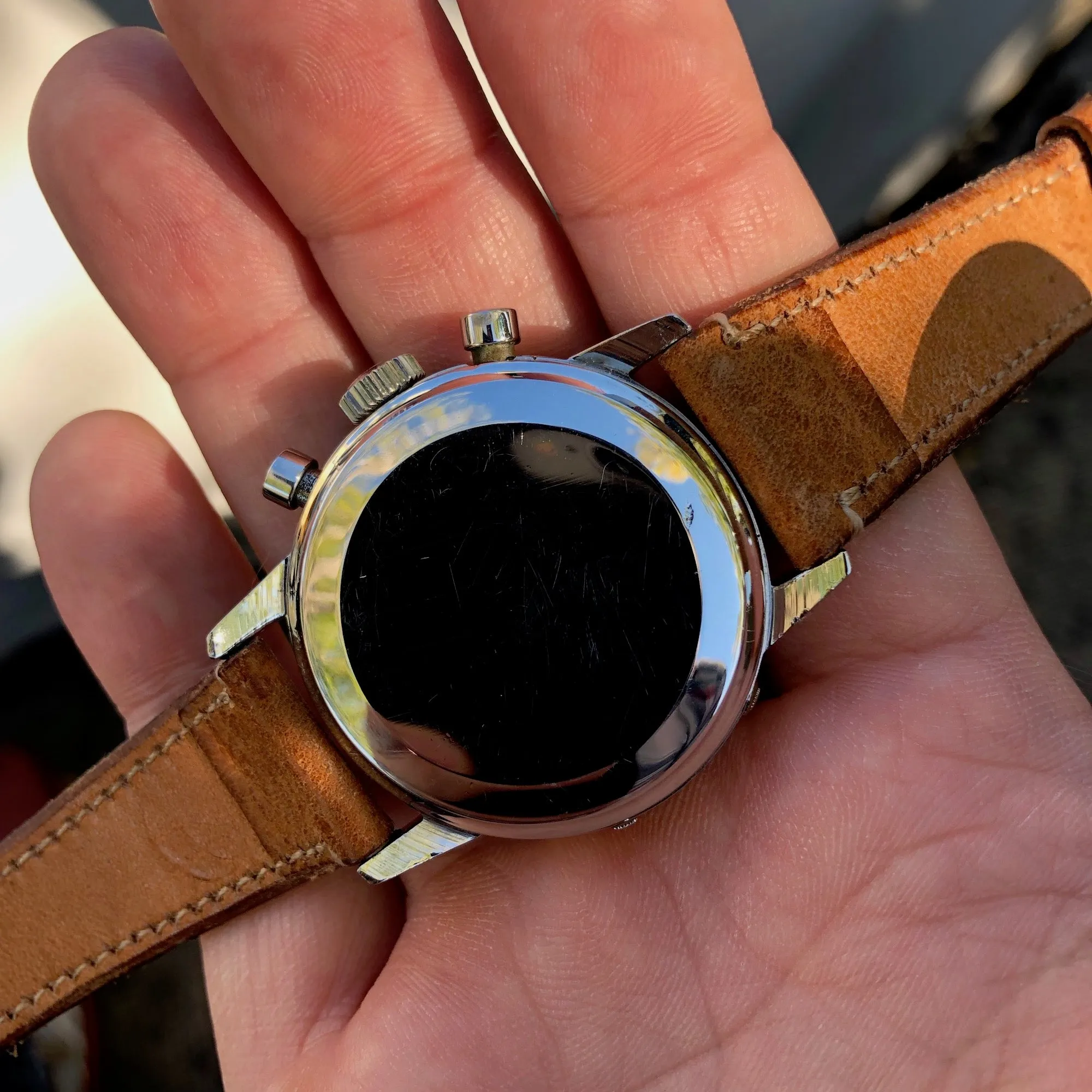 1960s Heuer Carrera 12 Dato 2547S Valjoux 72C Steel Triple Date Chronograph Wristwatch