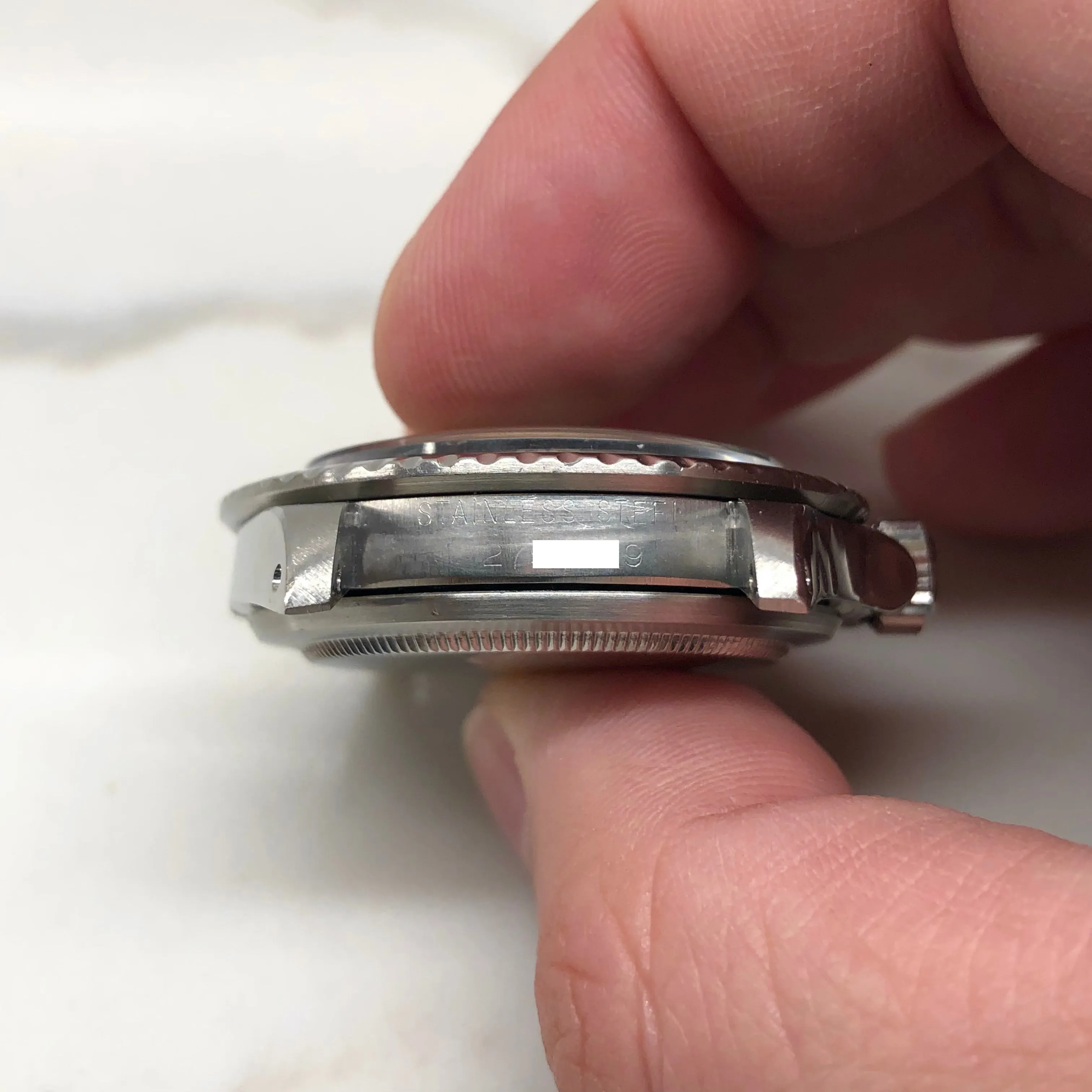 1971 Rolex Submariner 5512 Stainless Steel Oyster Automatic Serif Font Wristwatch