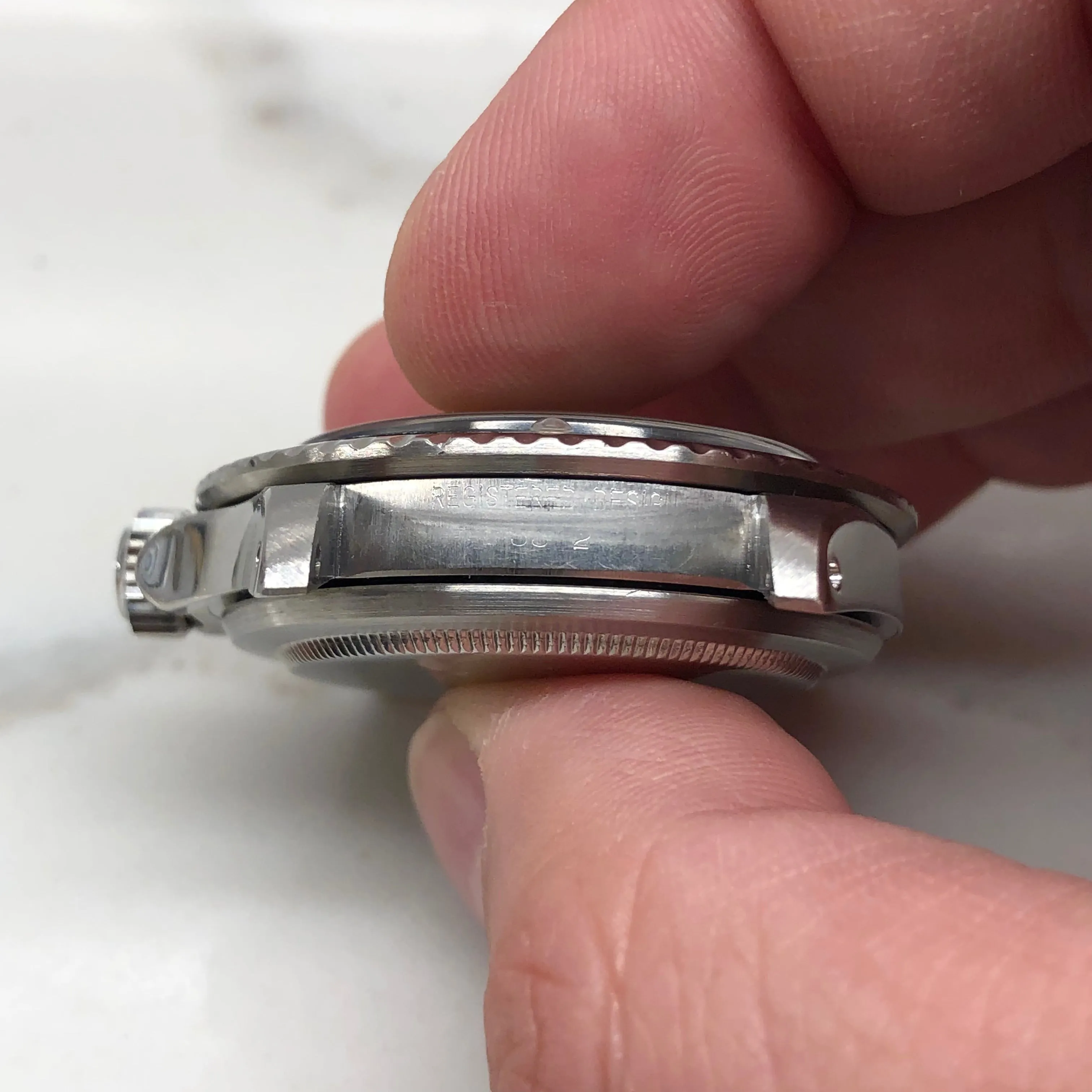 1971 Rolex Submariner 5512 Stainless Steel Oyster Automatic Serif Font Wristwatch
