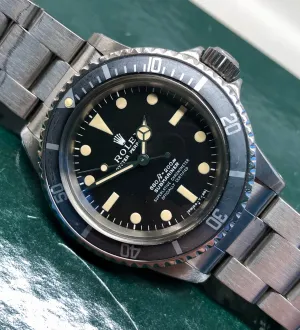 1971 Rolex Submariner 5512 Stainless Steel Oyster Automatic Serif Font Wristwatch
