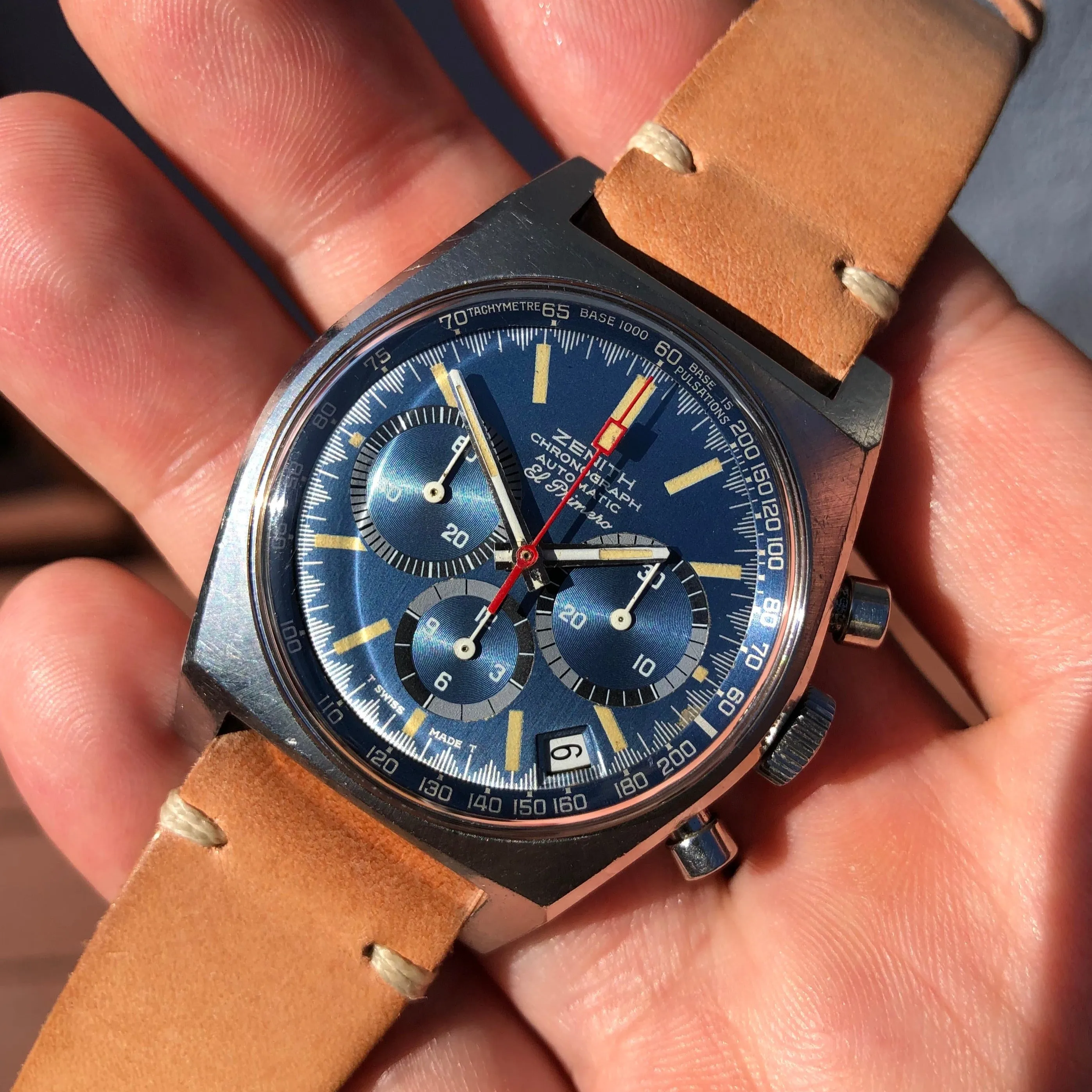 1971 Zenith El Primero A3818 Cover Girl Steel Chronograph Vintage Wristwatch