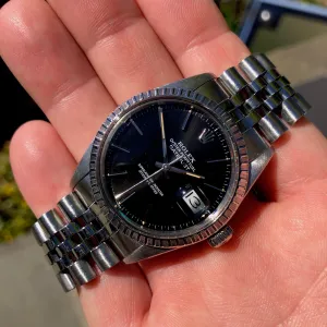 1985 Rolex Datejust 16030 Black Stick Engine Turned Wristwatch Box Papers