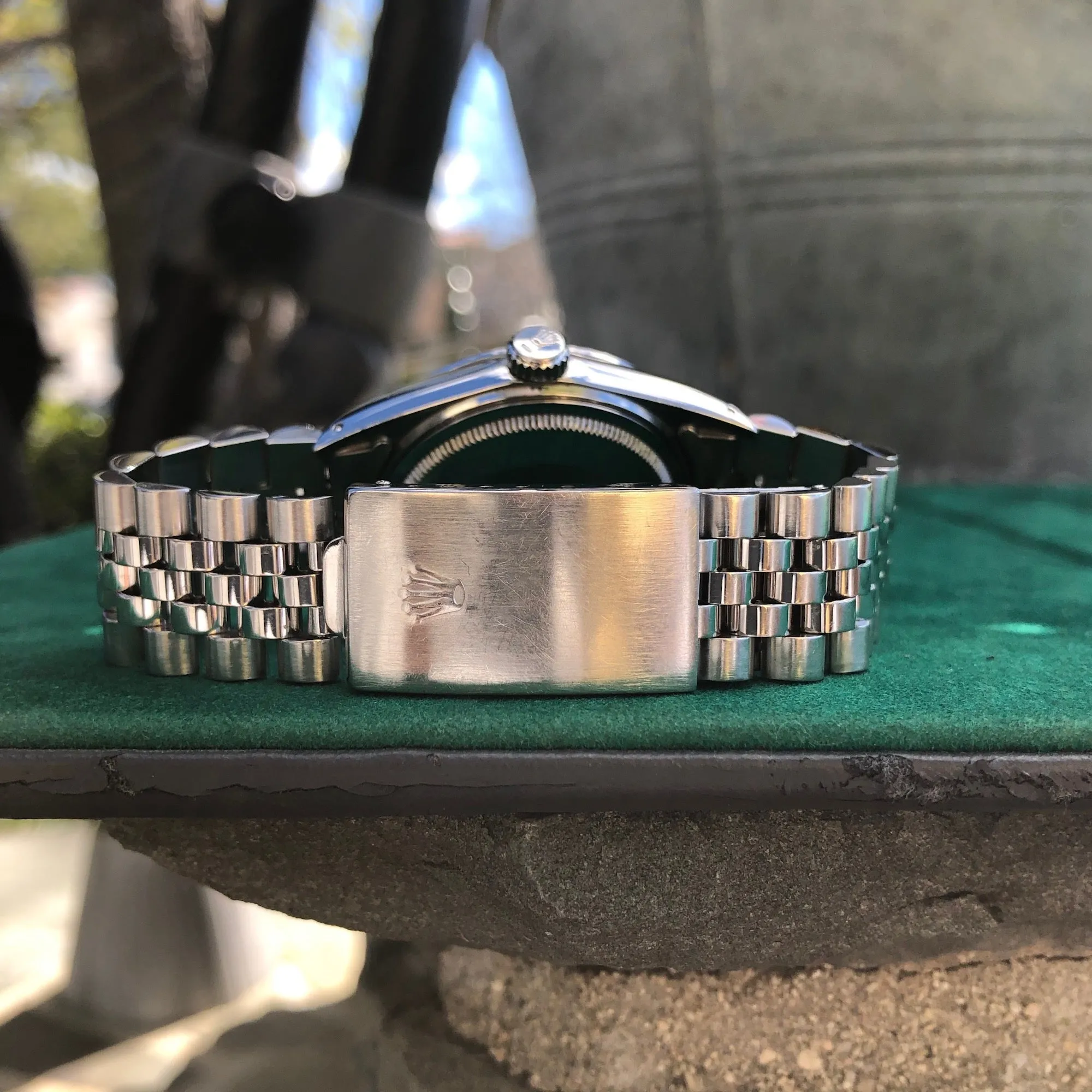 1985 Rolex Datejust 16030 Black Stick Engine Turned Wristwatch Box Papers