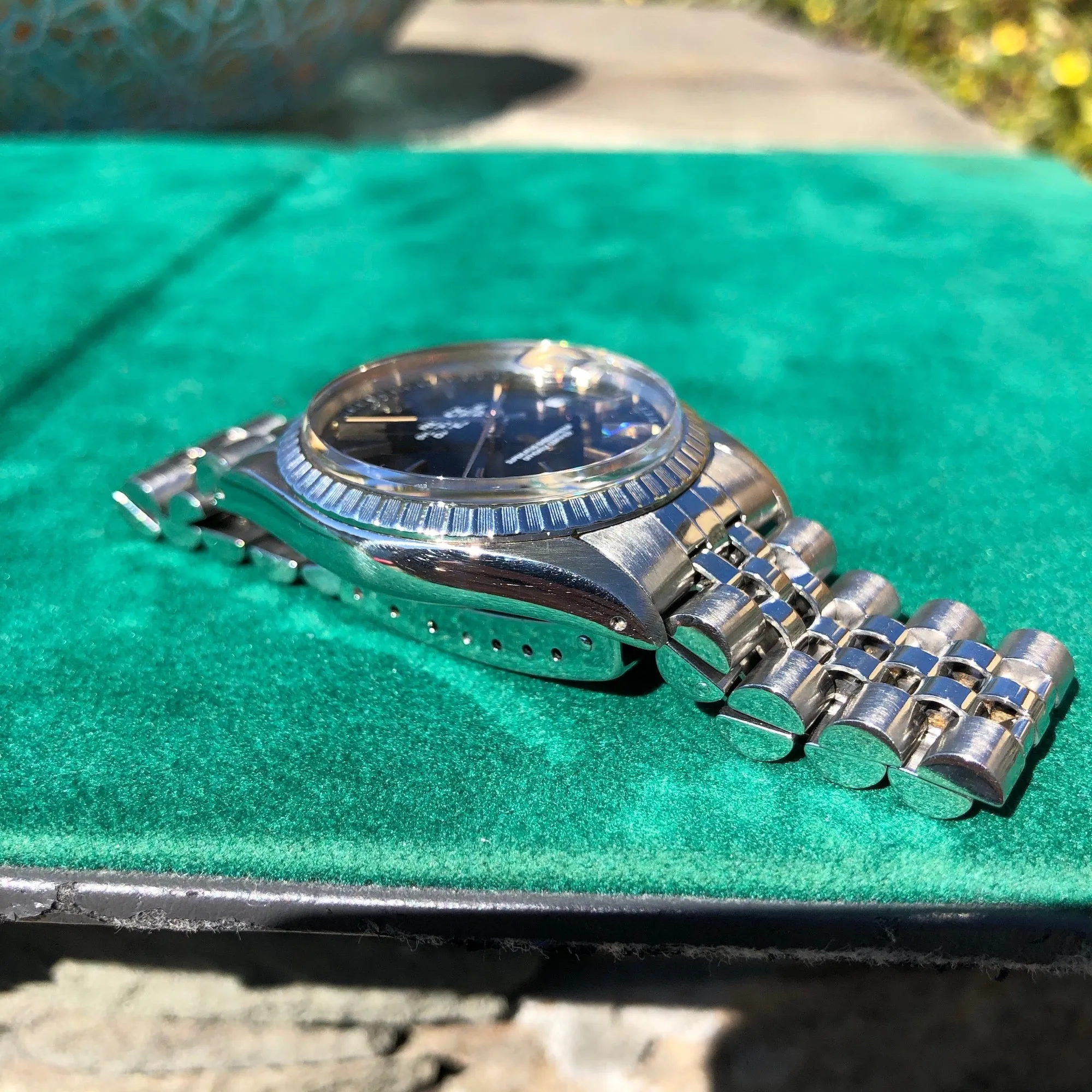 1985 Rolex Datejust 16030 Black Stick Engine Turned Wristwatch Box Papers