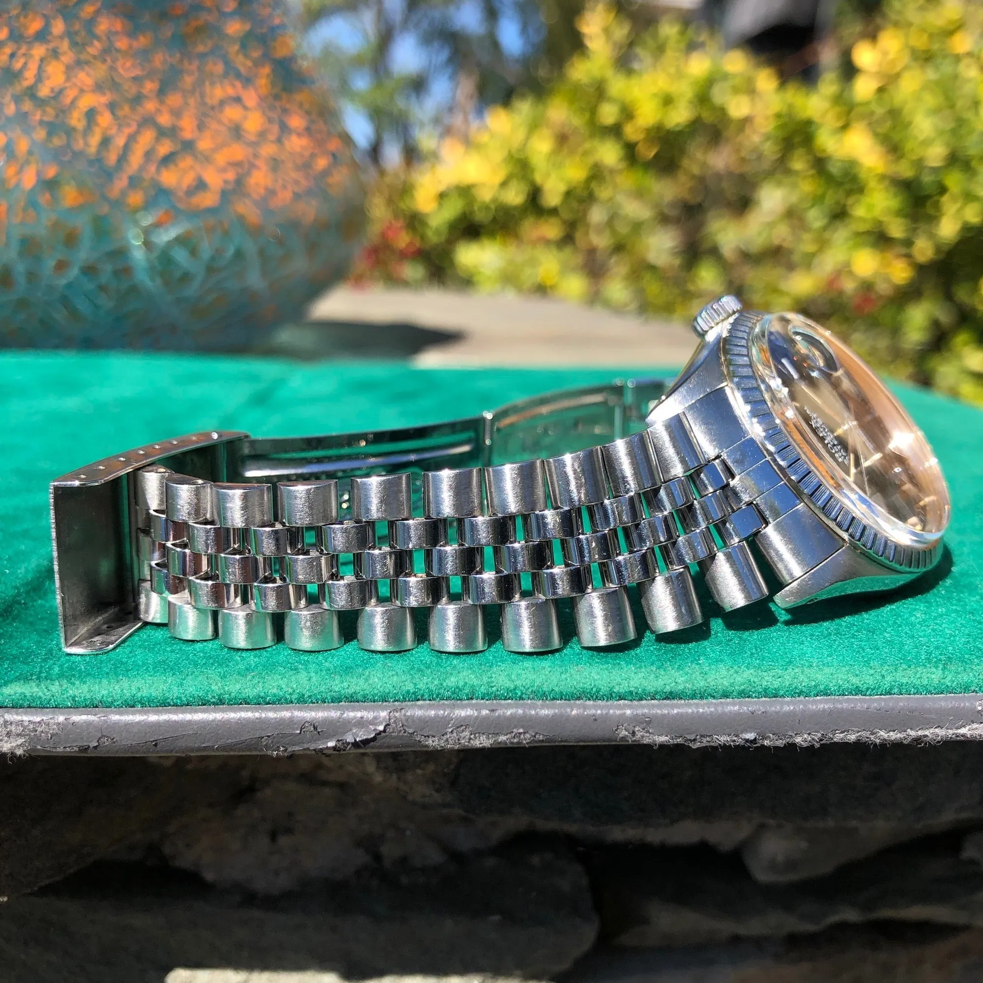 1985 Rolex Datejust 16030 Black Stick Engine Turned Wristwatch Box Papers