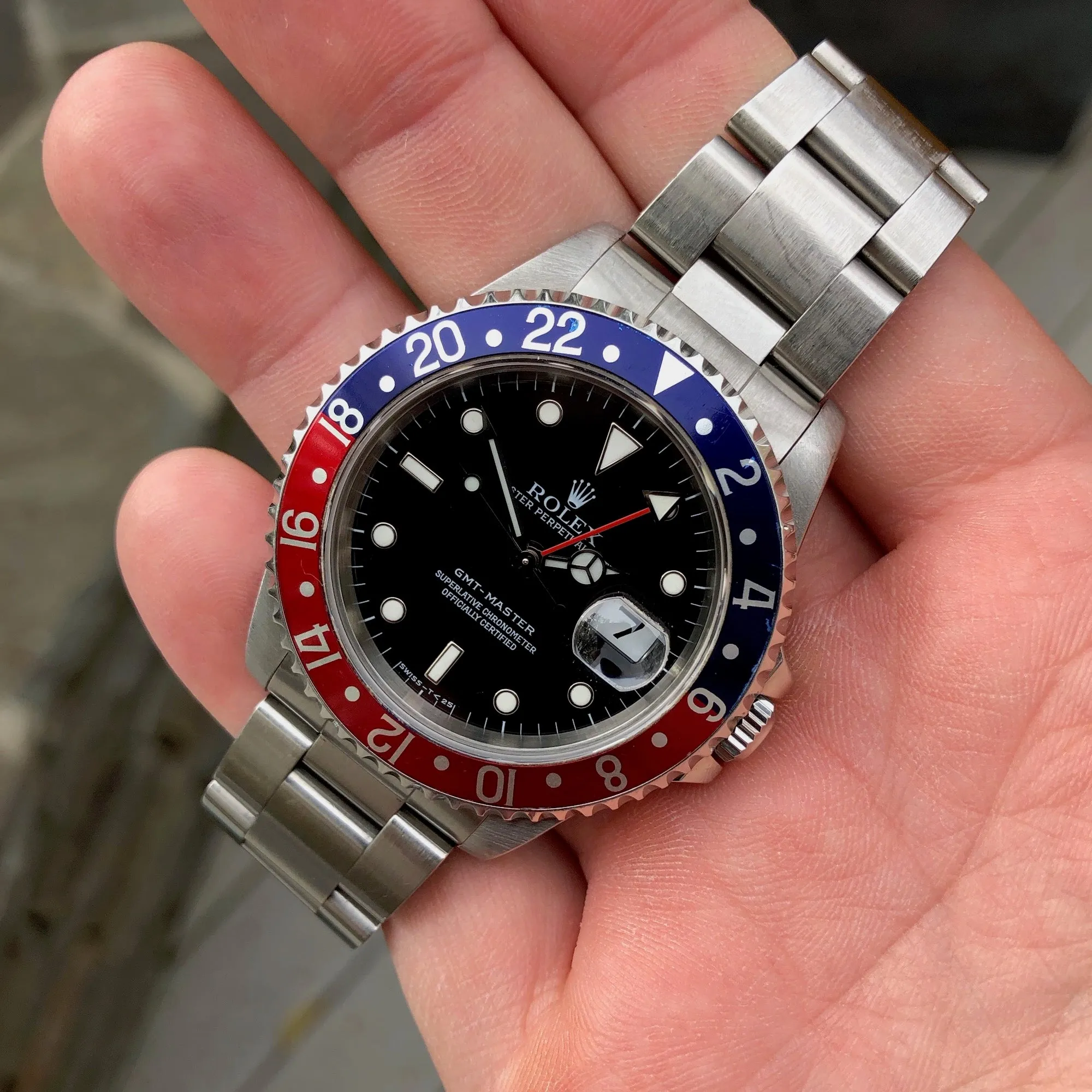 1997 Rolex GMT Master 16700 Stainless Steel Pepsi "U" Serial Caliber 3175 Wristwatch Box Papers