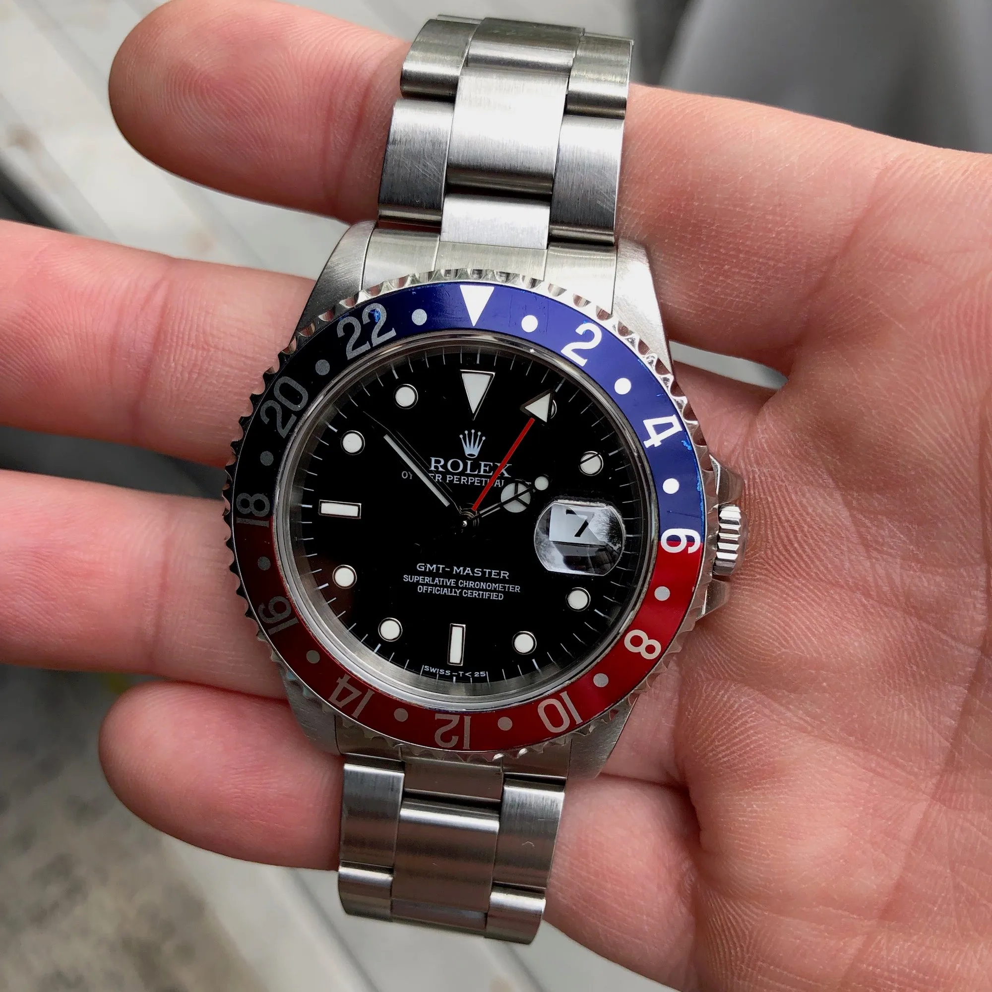 1997 Rolex GMT Master 16700 Stainless Steel Pepsi "U" Serial Caliber 3175 Wristwatch Box Papers