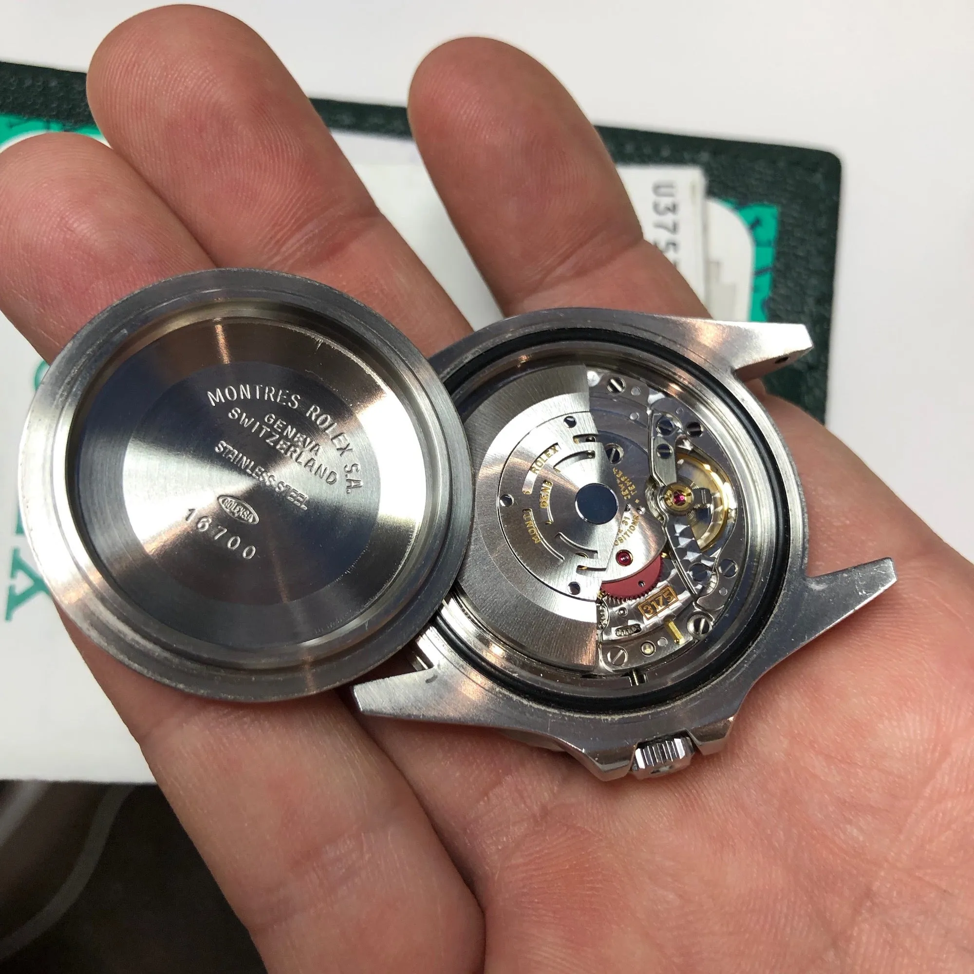 1997 Rolex GMT Master 16700 Stainless Steel Pepsi "U" Serial Caliber 3175 Wristwatch Box Papers