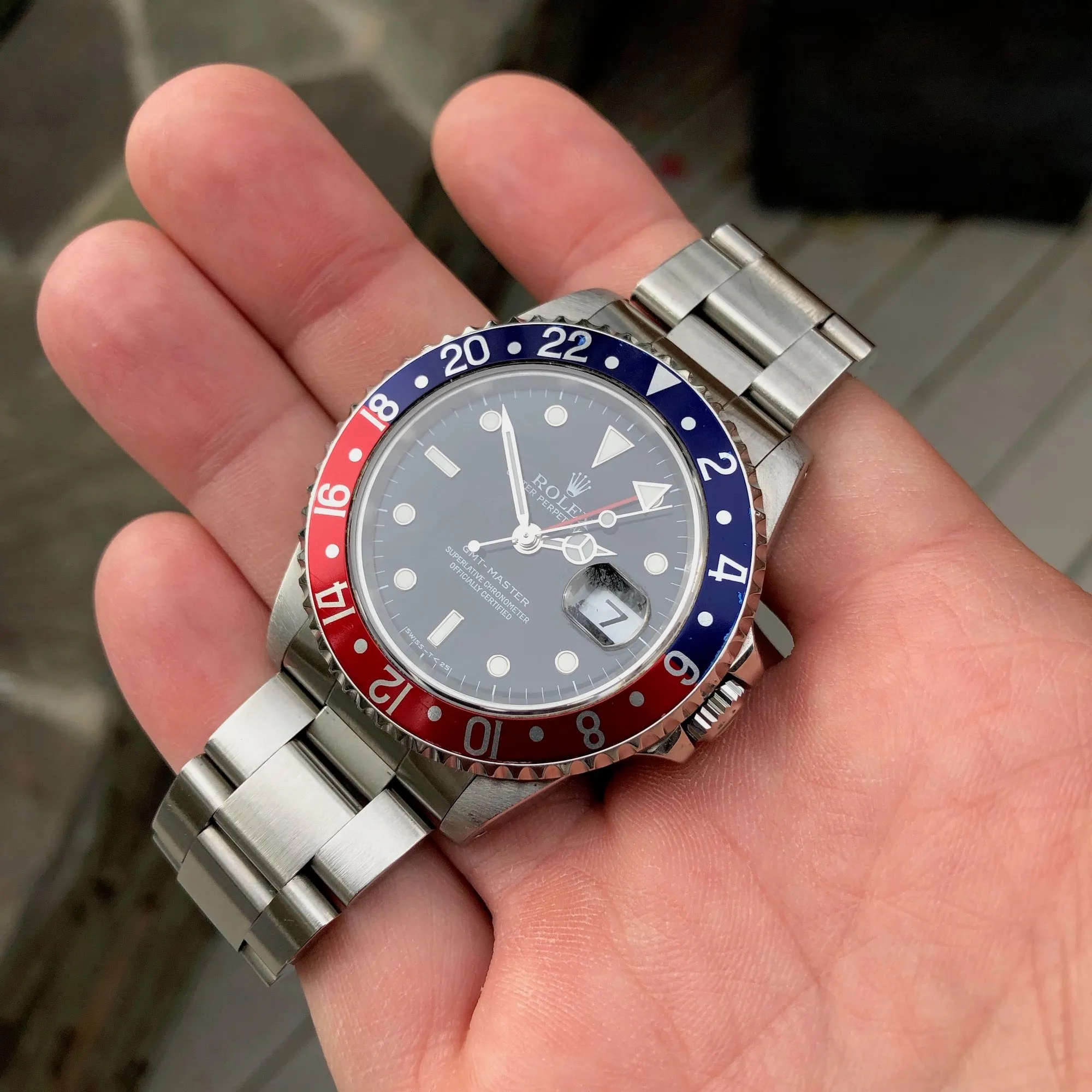 1997 Rolex GMT Master 16700 Stainless Steel Pepsi "U" Serial Caliber 3175 Wristwatch Box Papers