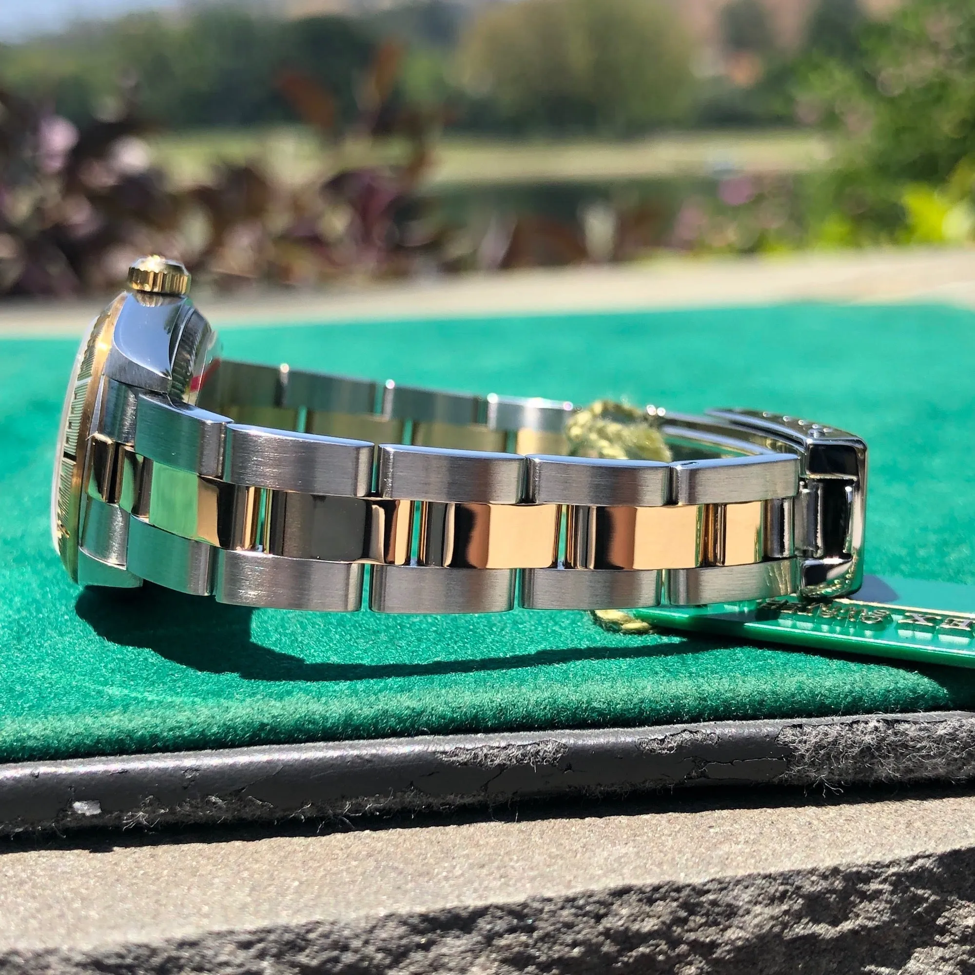 1999 Rolex Oyster Perpetual 76243 Ladies White Roman Two Tone Steel Gold Wristwatch Box Papers