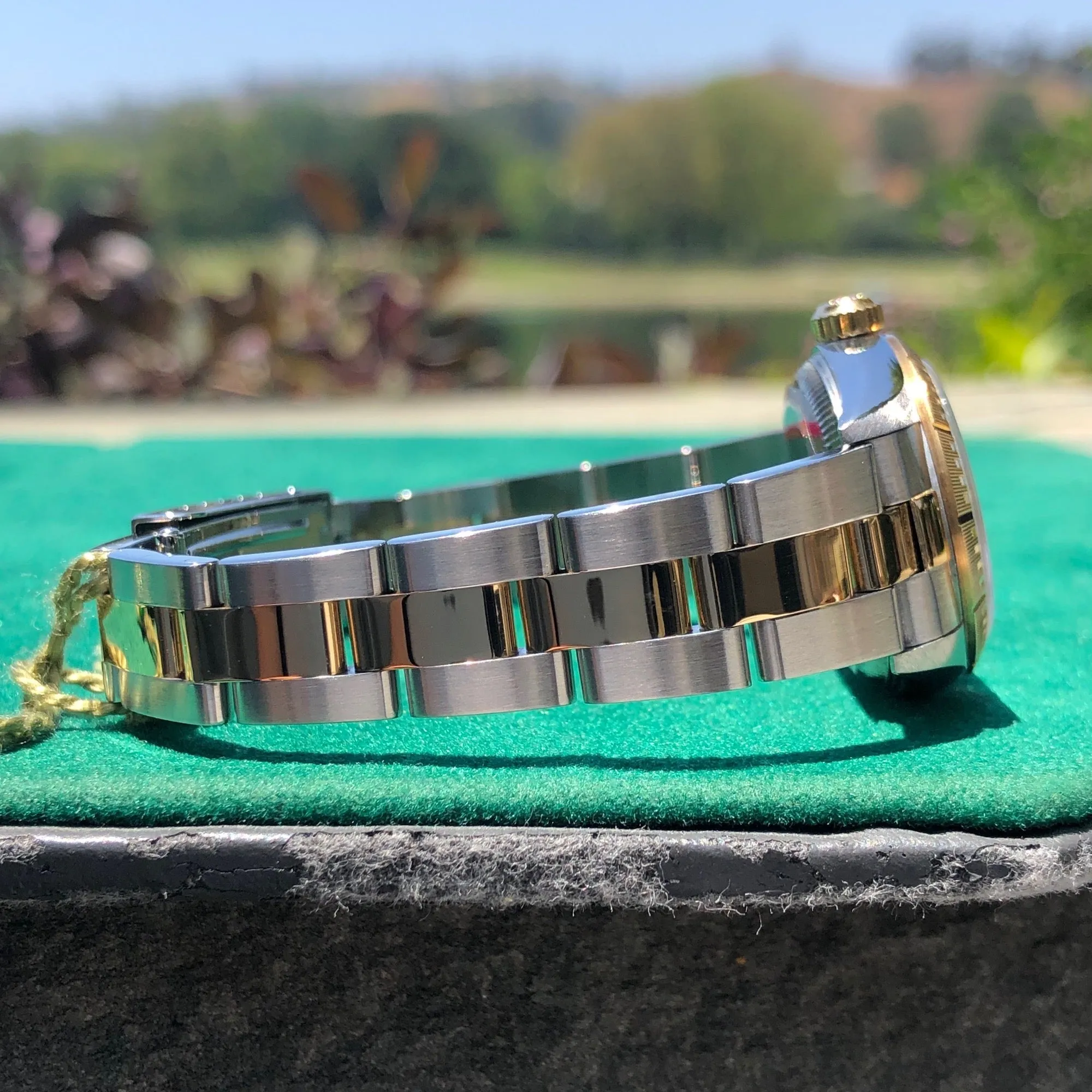 1999 Rolex Oyster Perpetual 76243 Ladies White Roman Two Tone Steel Gold Wristwatch Box Papers