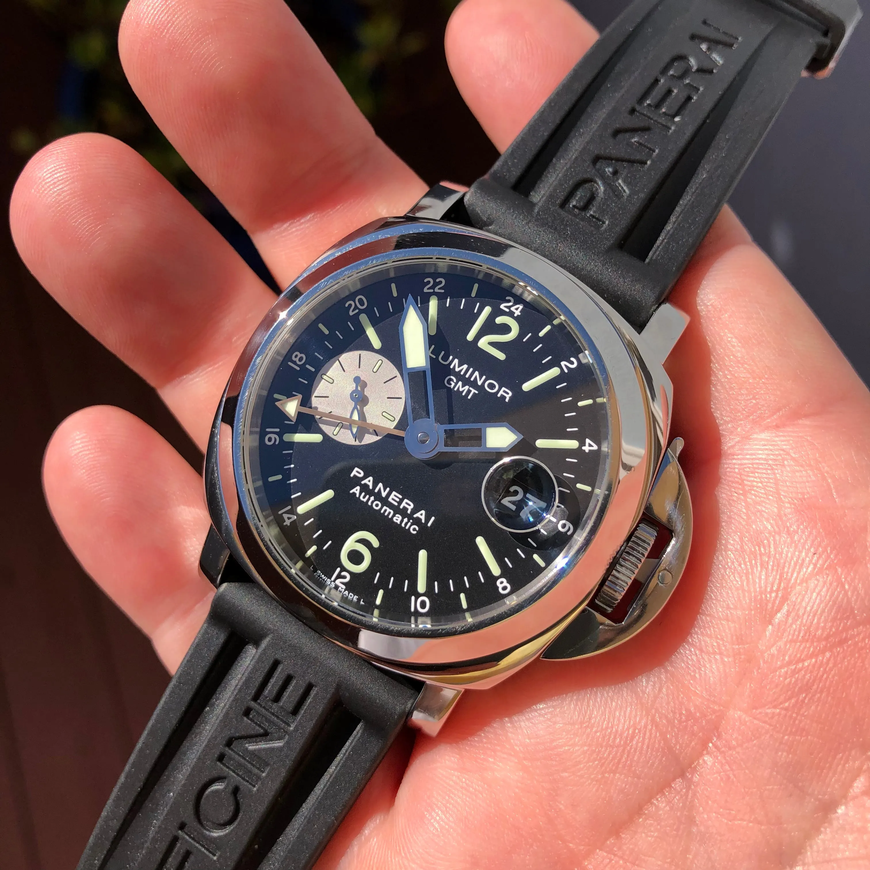 2002 Panerai Luminor GMT PAM 88 Automatic Stainless Steel 44mm Wristwatch