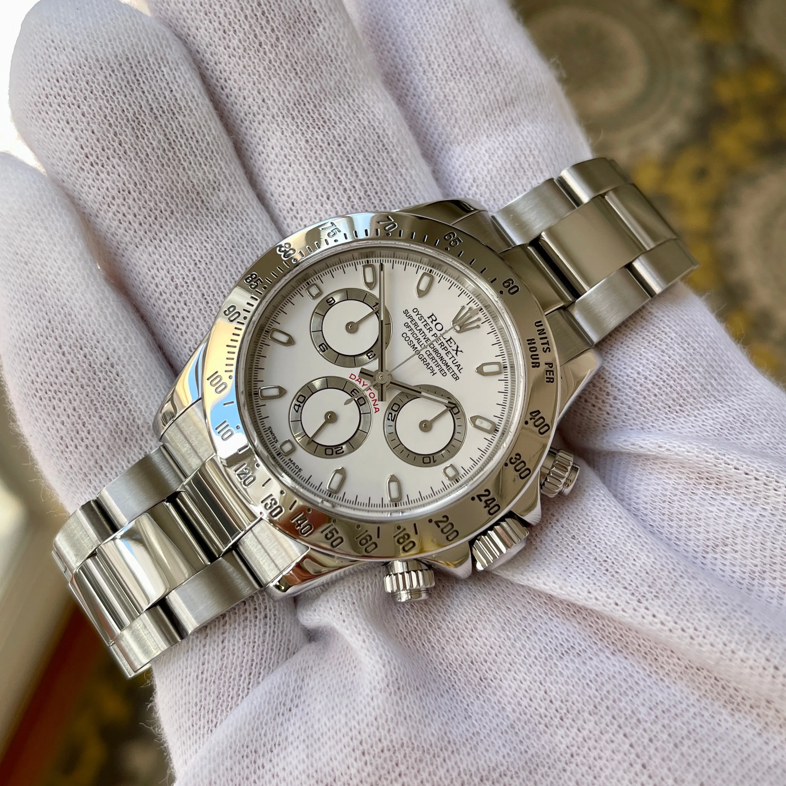 2003 Rolex Daytona Cosmograph 116520 White Steel Oyster Automatic Chronograph