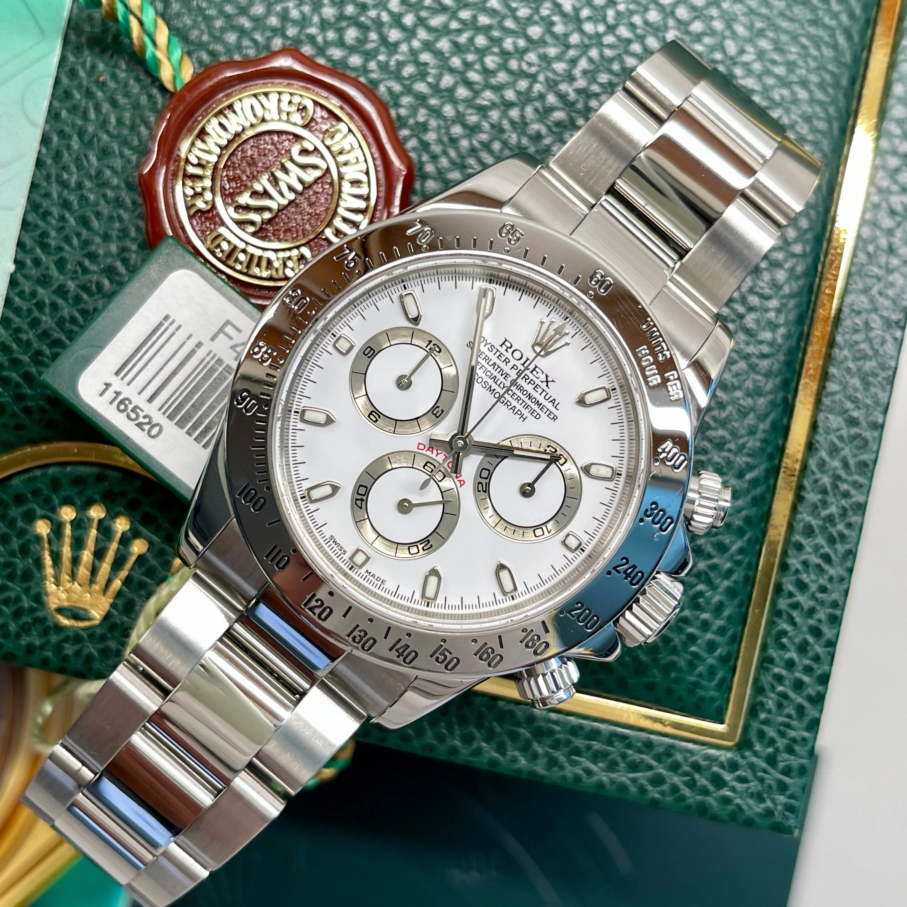 2003 Rolex Daytona Cosmograph 116520 White Steel Oyster Automatic Chronograph
