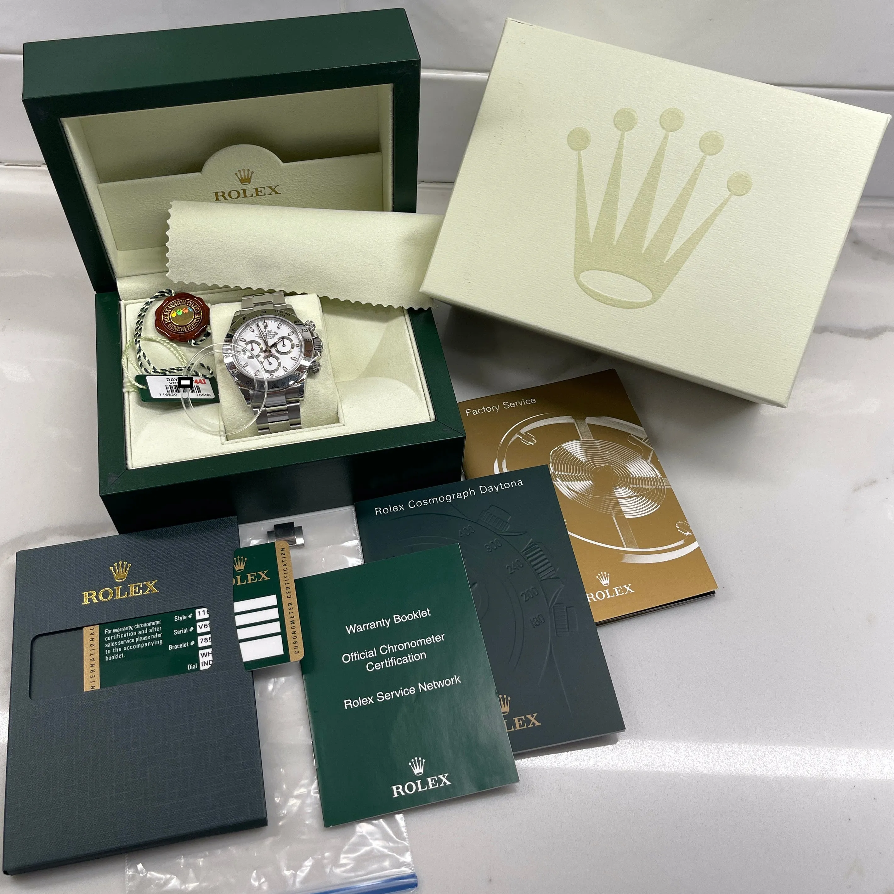 2008 Rolex Daytona Cosmograph 116520 White Steel Oyster Automatic Chronograph