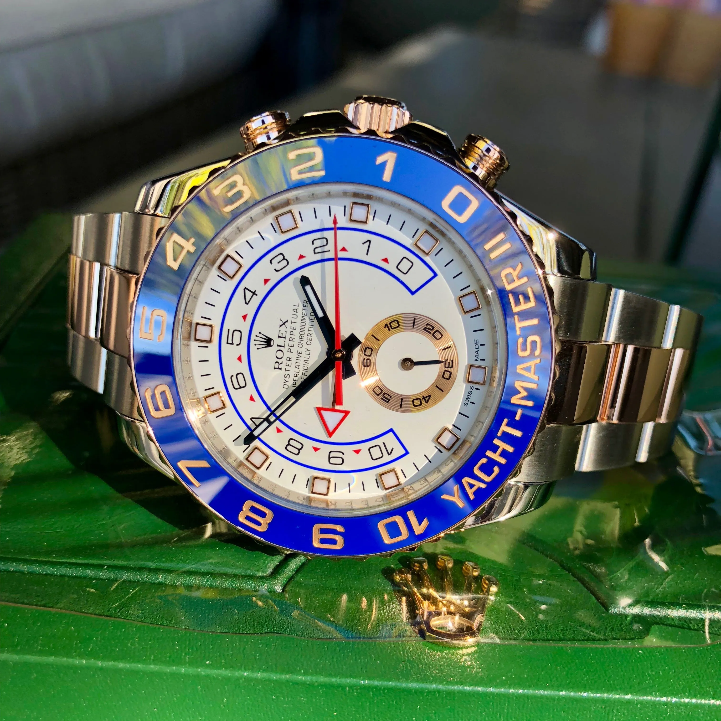 2009 Rolex Yachtmaster II 116681 Oyster Perpetual Two Tone Steel Rose Gold Ceramic 44mm Wristwatch