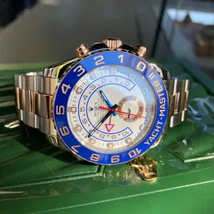 2009 Rolex Yachtmaster II 116681 Oyster Perpetual Two Tone Steel Rose Gold Ceramic 44mm Wristwatch