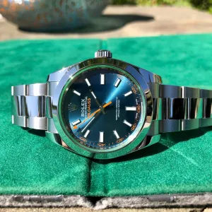 2017 Rolex Milgauss 116400GV Z Blue Stainless Steel Wristwatch Box Papers