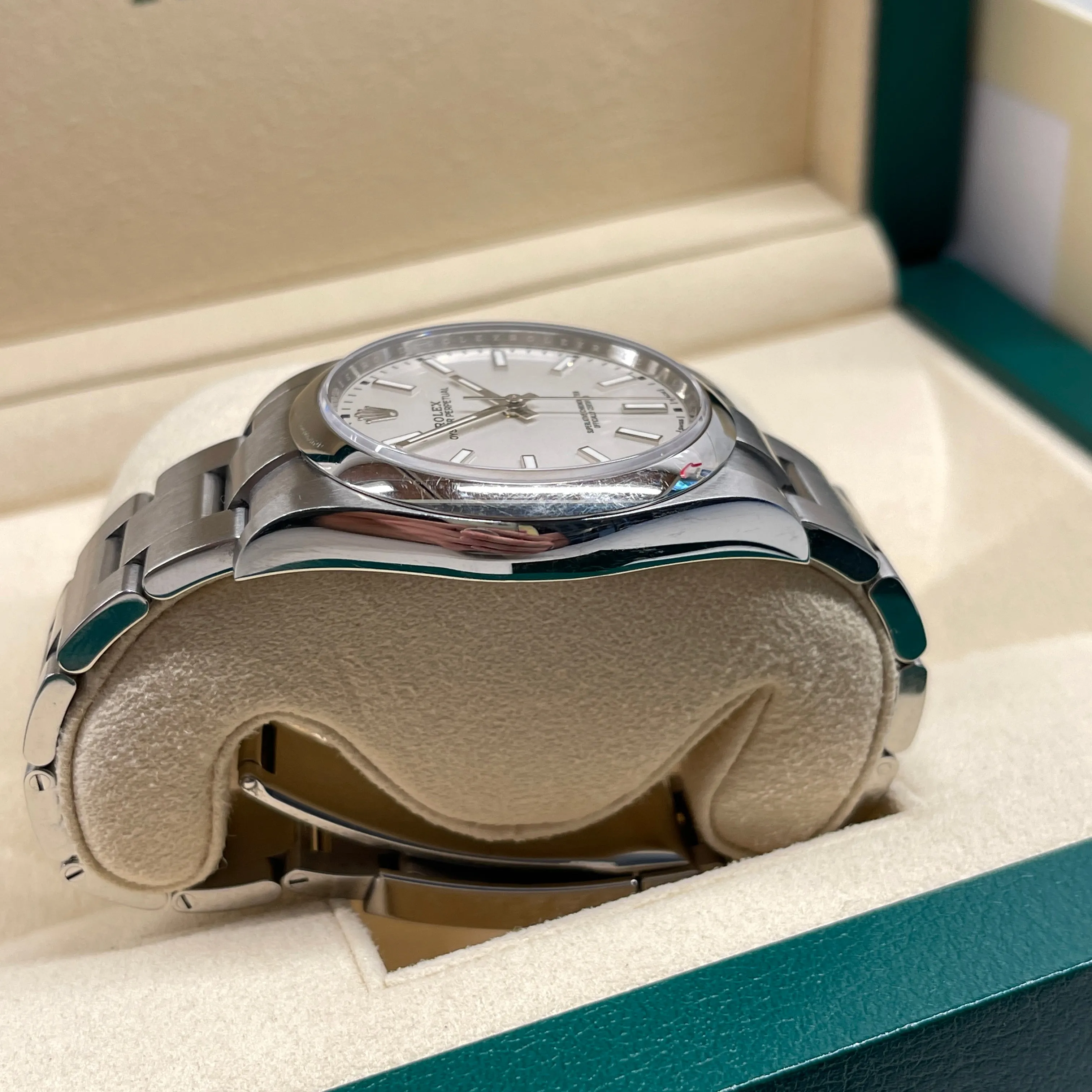 2019 Rolex Oyster Perpetual 114300 White 39mm Stainless Steel Wristwatch Box Papers