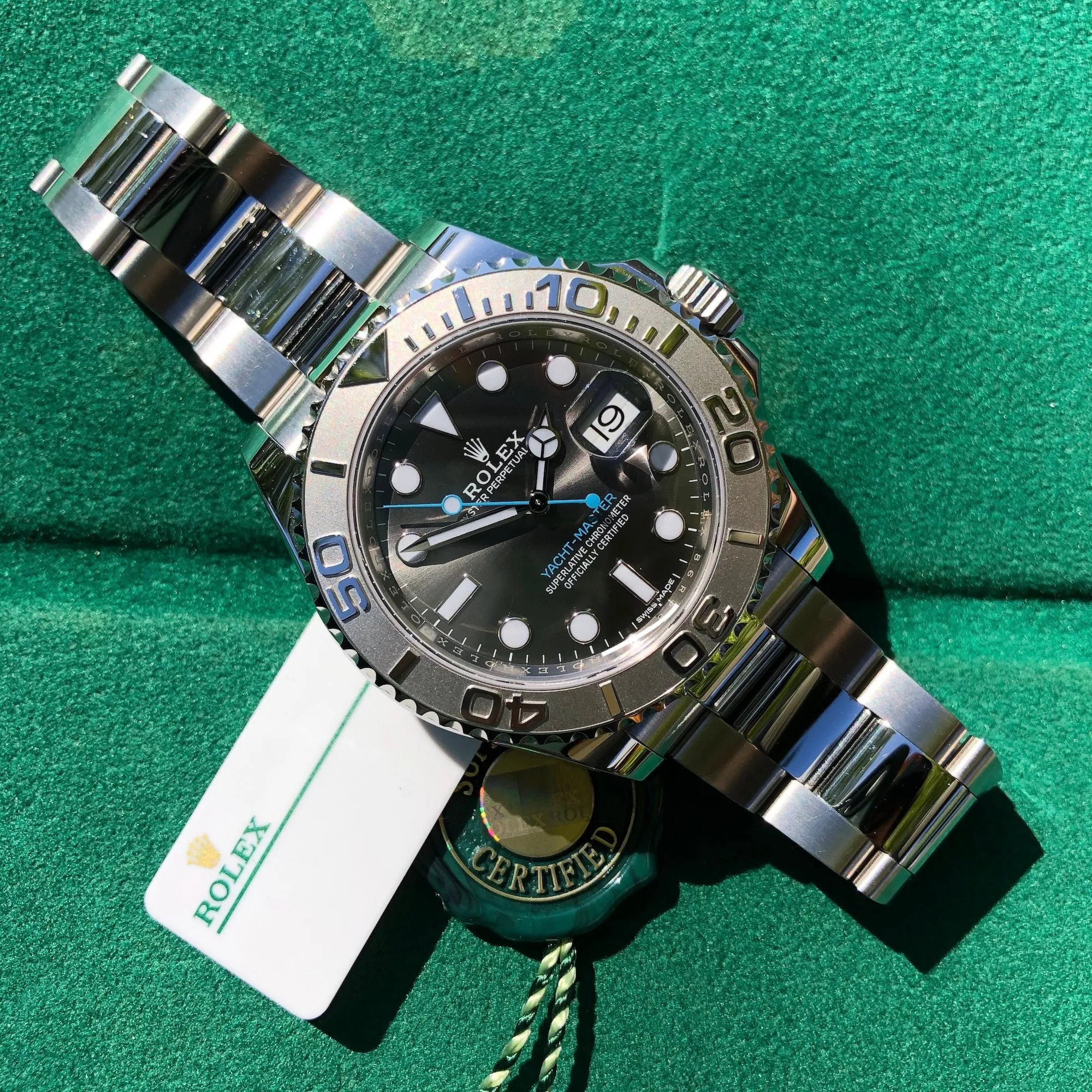 2019 Rolex Yachtmaster 116622 Platinum Rhodium 40mm Steel Oyster Wristwatch Box Papers