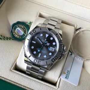 2019 Rolex Yachtmaster 116622 Platinum Rhodium 40mm Steel Oyster Wristwatch Box Papers