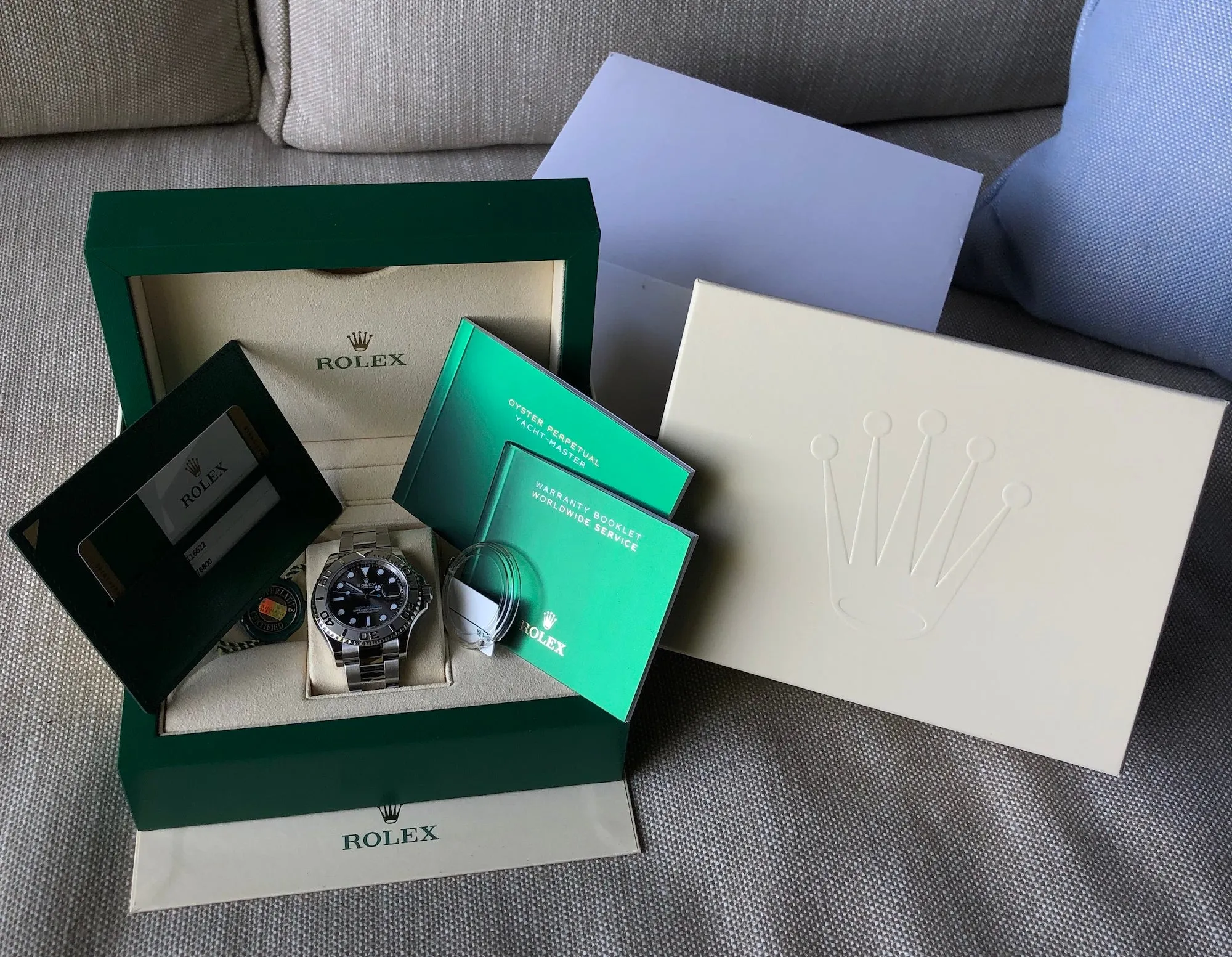 2019 Rolex Yachtmaster 116622 Platinum Rhodium 40mm Steel Oyster Wristwatch Box Papers