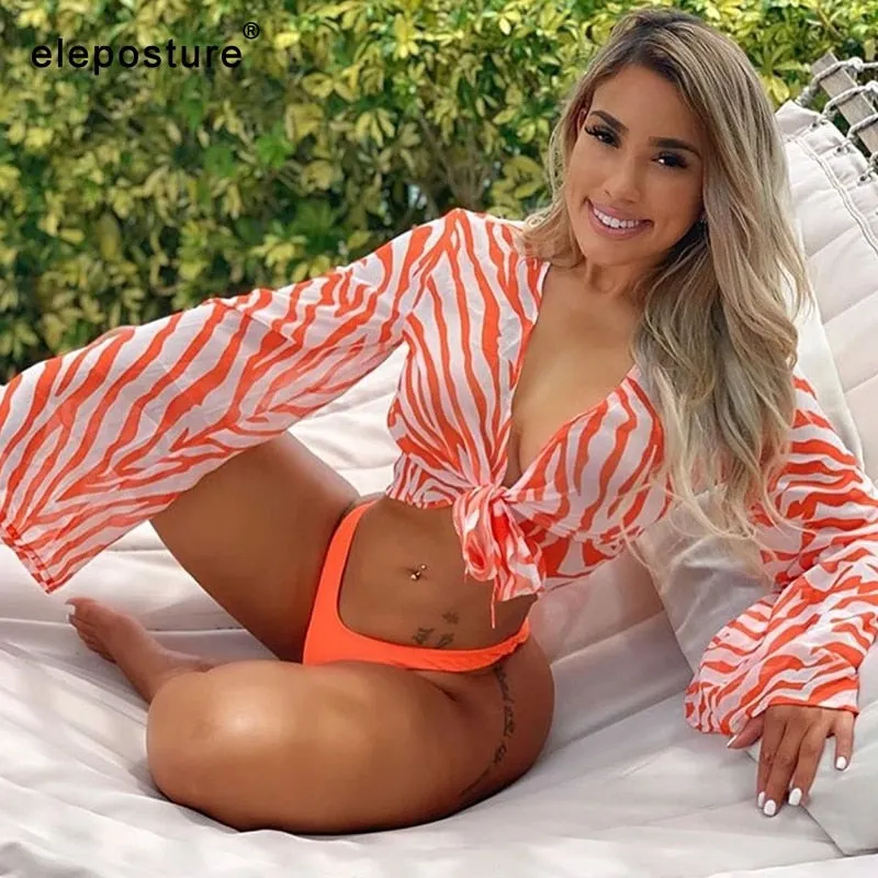 2020 Womens Sexy Three Piece Bikini Set With Fashionable Cover Up