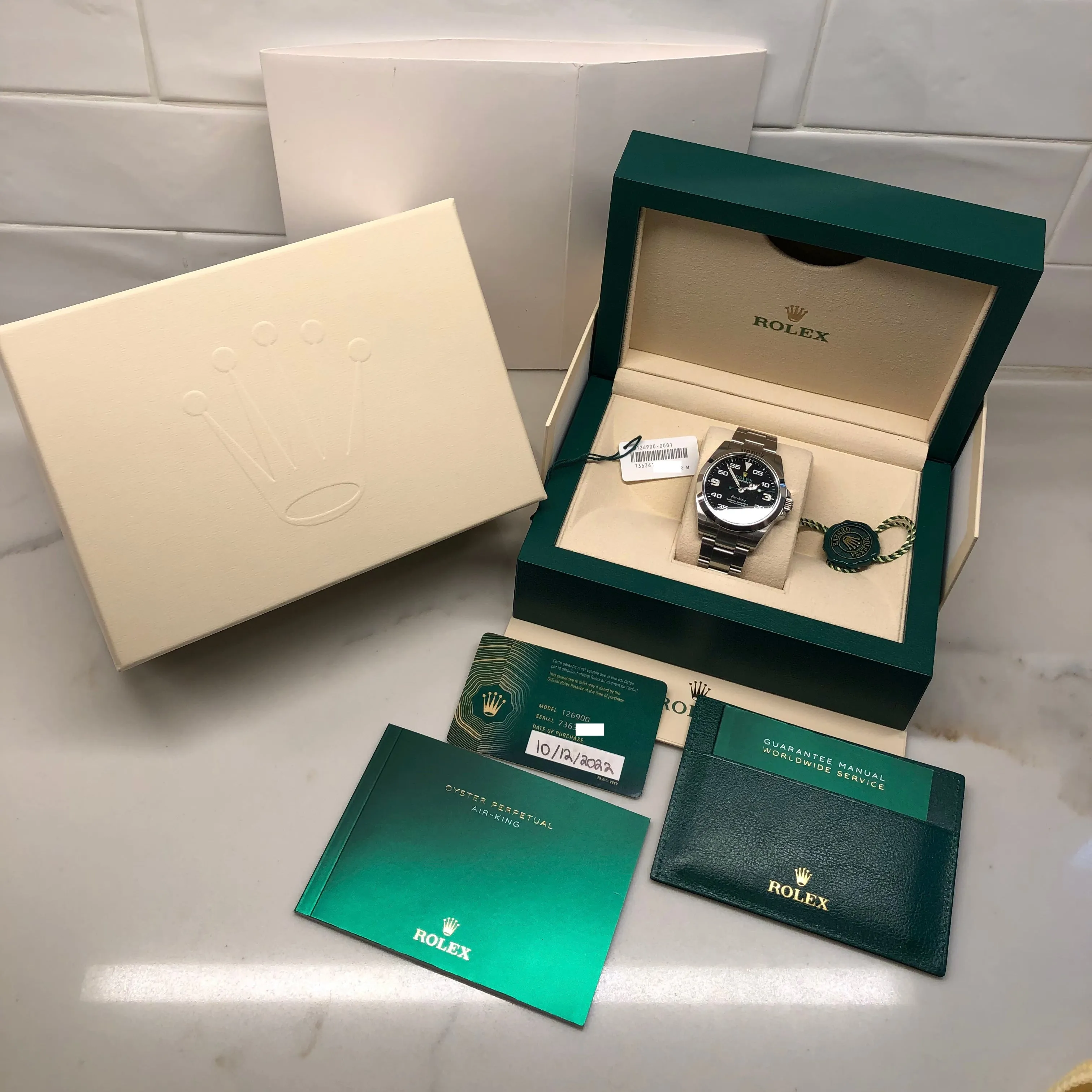 2022 Rolex Air King 126900 Automatic Steel Wristwatch with Box and Papers