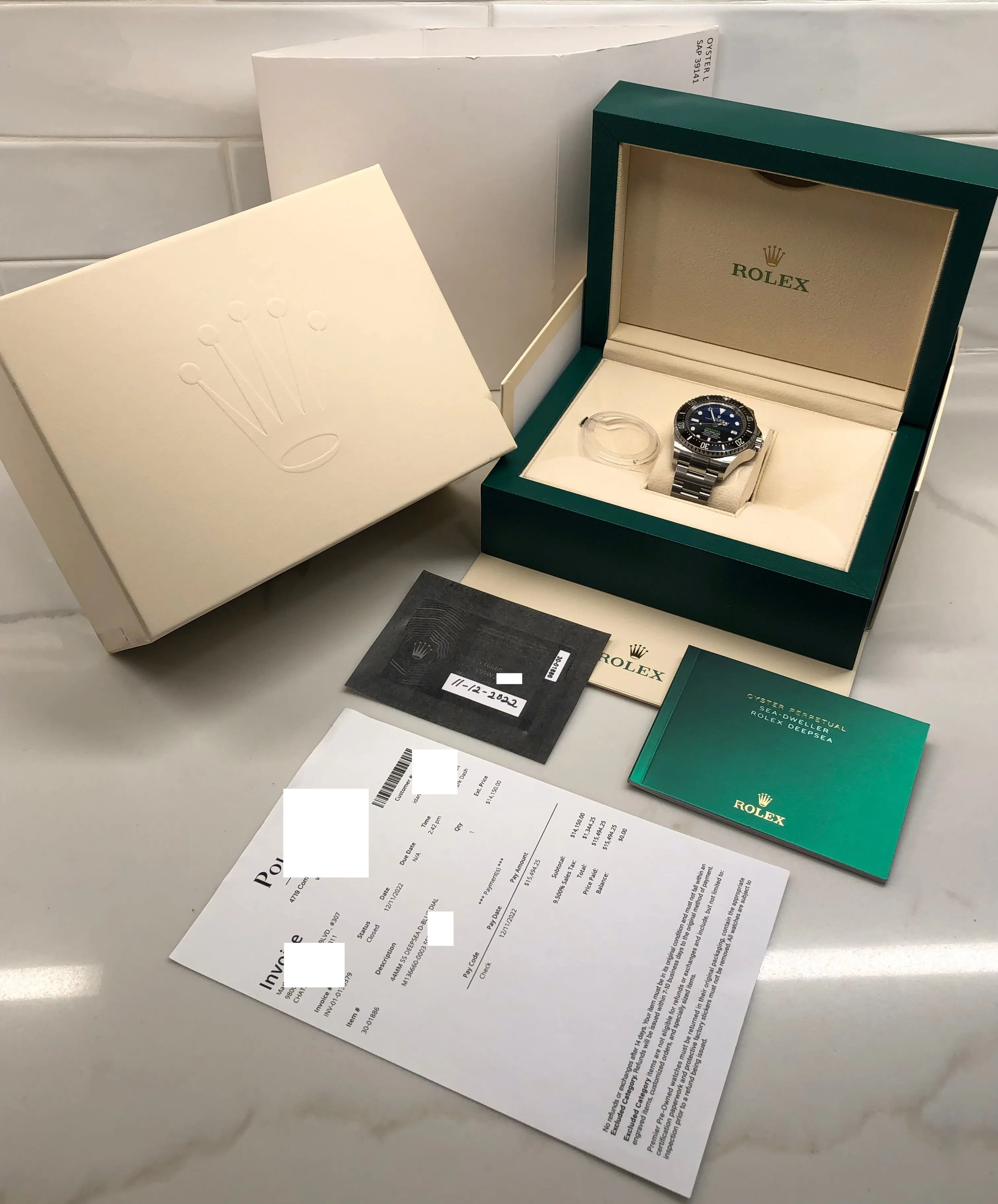 2022 Rolex SEA DWELLER DEEPSEA 136660 James Cameron Ceramic Mens 44mm Automatic Wristwatch with Box and Papers*