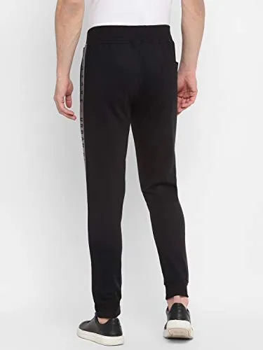 Alan Jones Clothing Men's Cotton Solid Slim Fit Joggers Track Pants (JOG21-P108_Black_3XL)