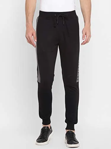 Alan Jones Clothing Men's Cotton Solid Slim Fit Joggers Track Pants (JOG21-P108_Black_3XL)