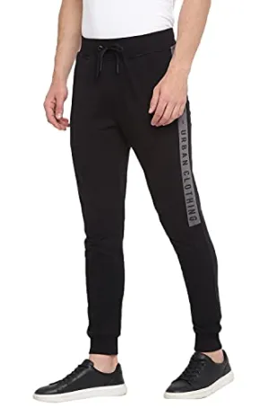 Alan Jones Clothing Men's Cotton Solid Slim Fit Joggers Track Pants (JOG21-P108_Black_3XL)