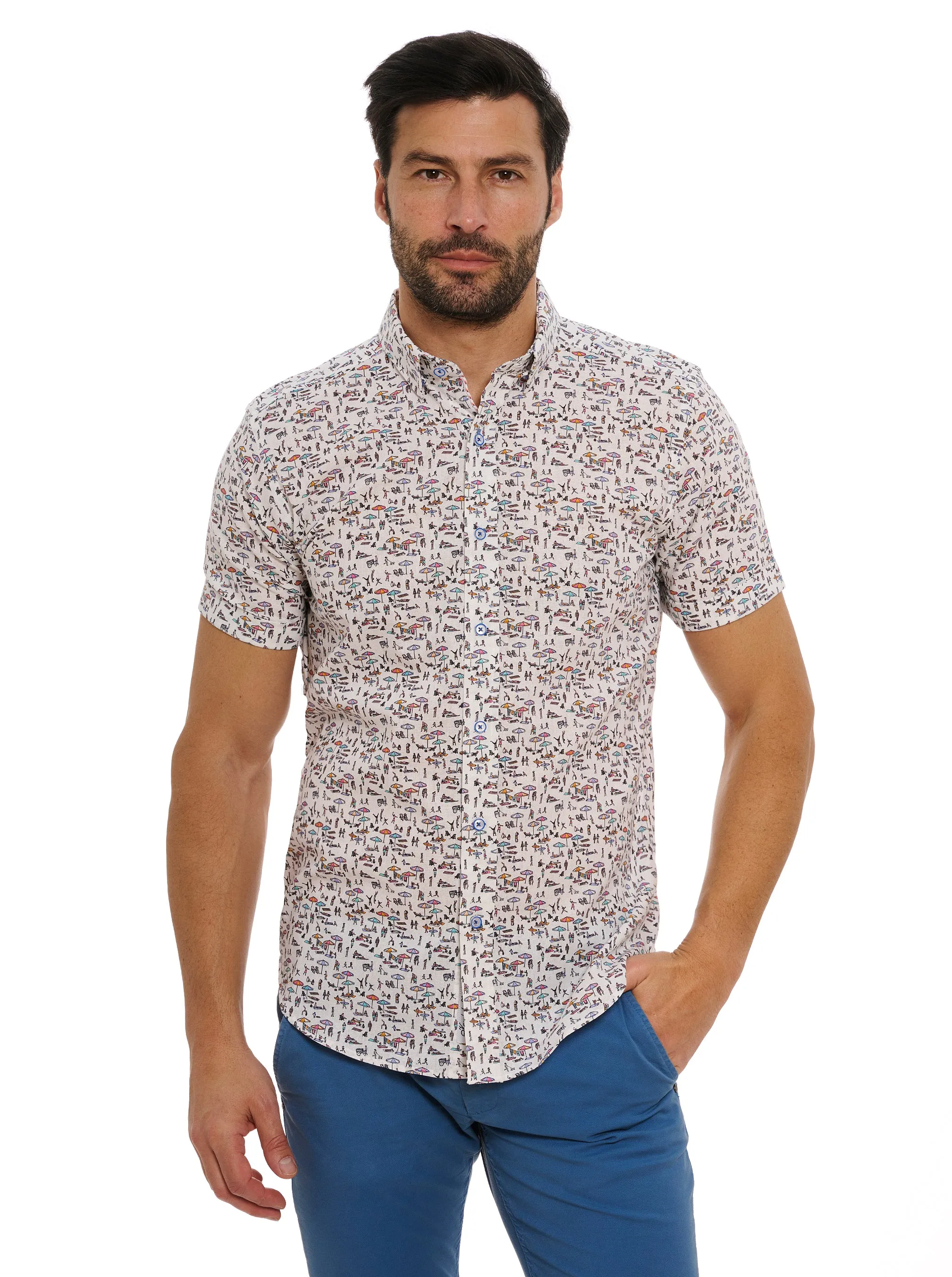 BEACH BOUND SHORT SLEEVE BUTTON DOWN SHIRT