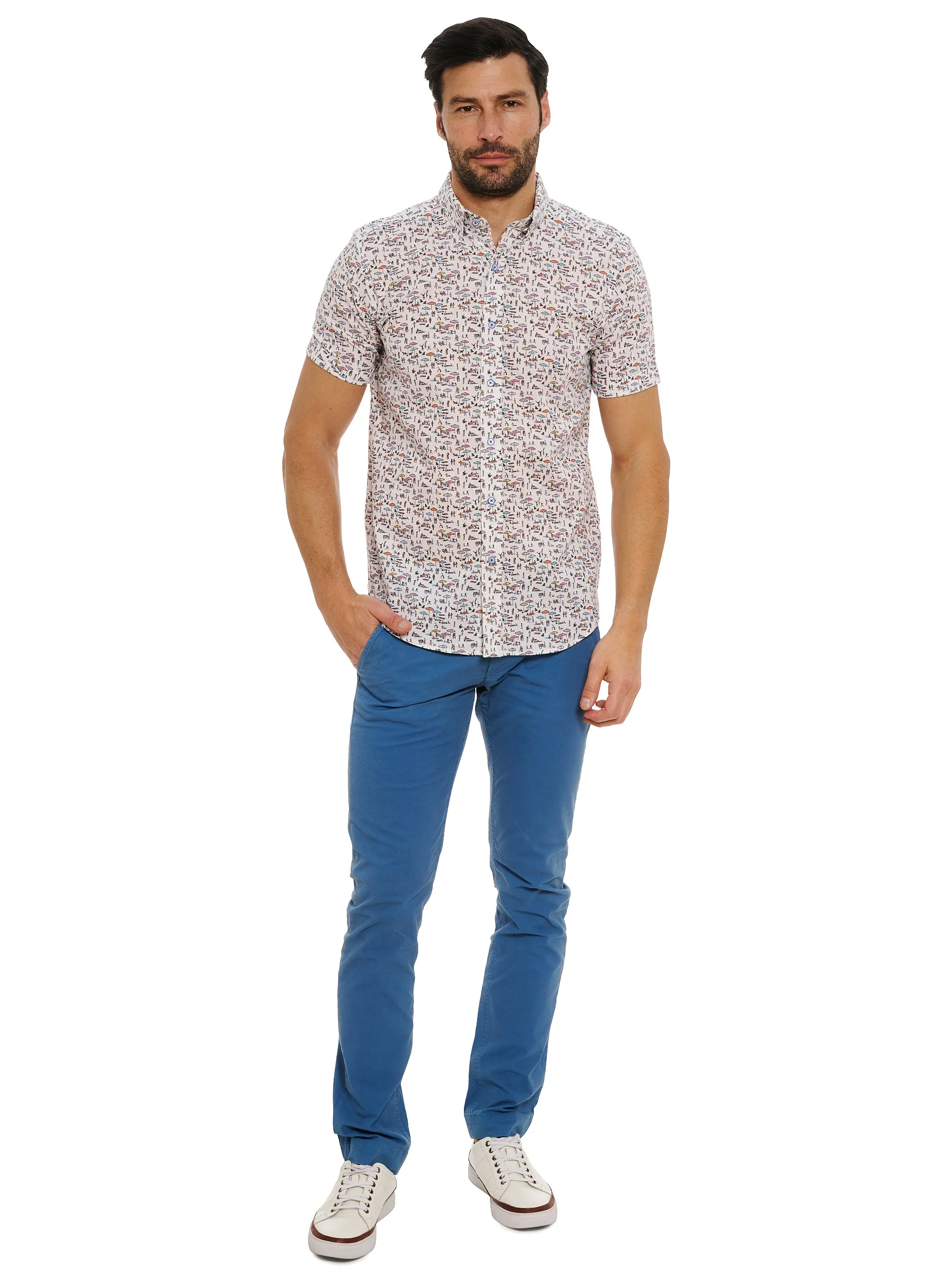 BEACH BOUND SHORT SLEEVE BUTTON DOWN SHIRT