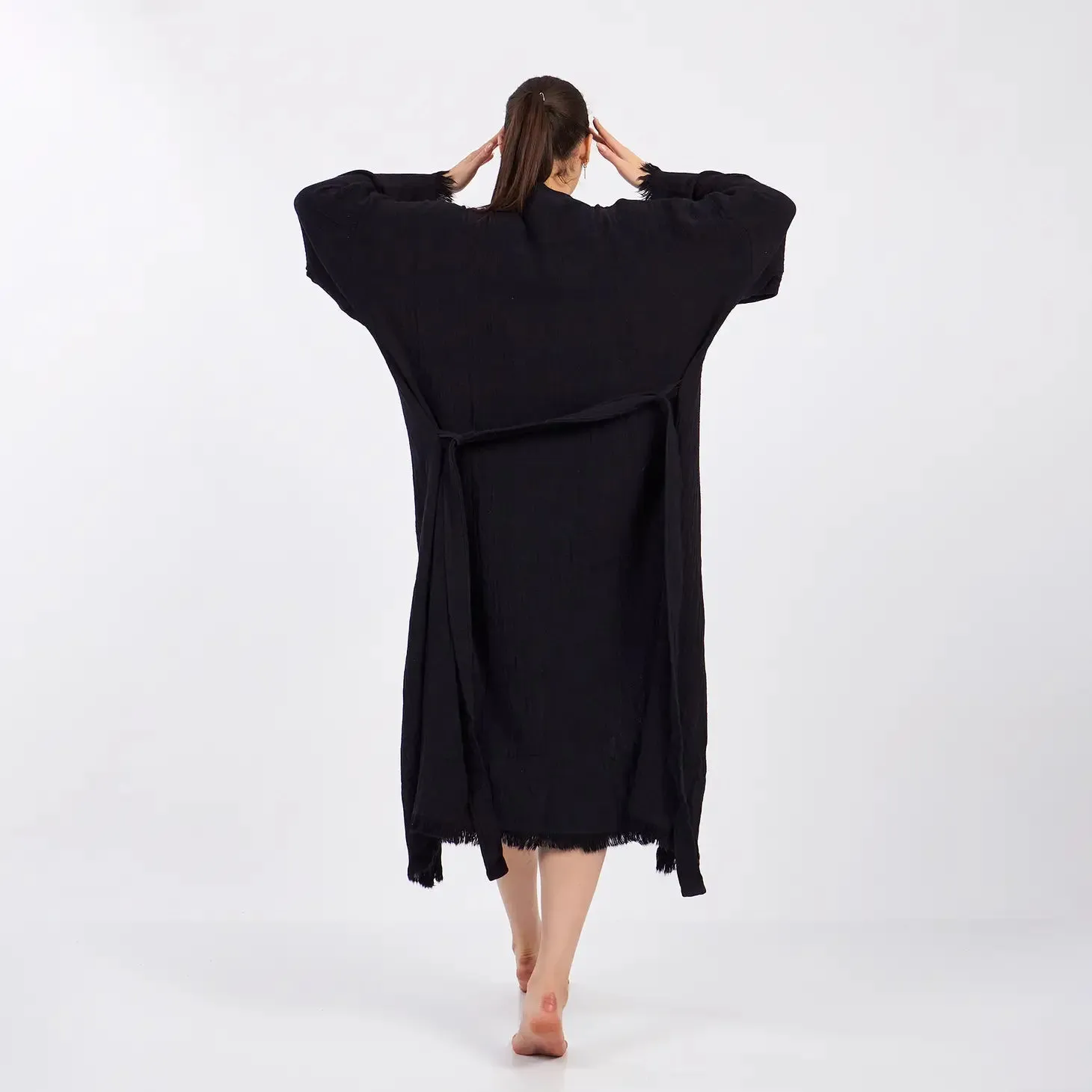 Black Muslin Kimono Robe