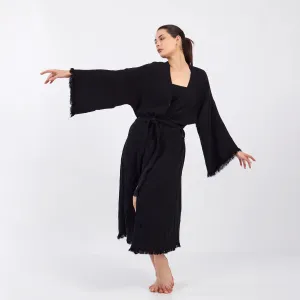 Black Muslin Kimono Robe