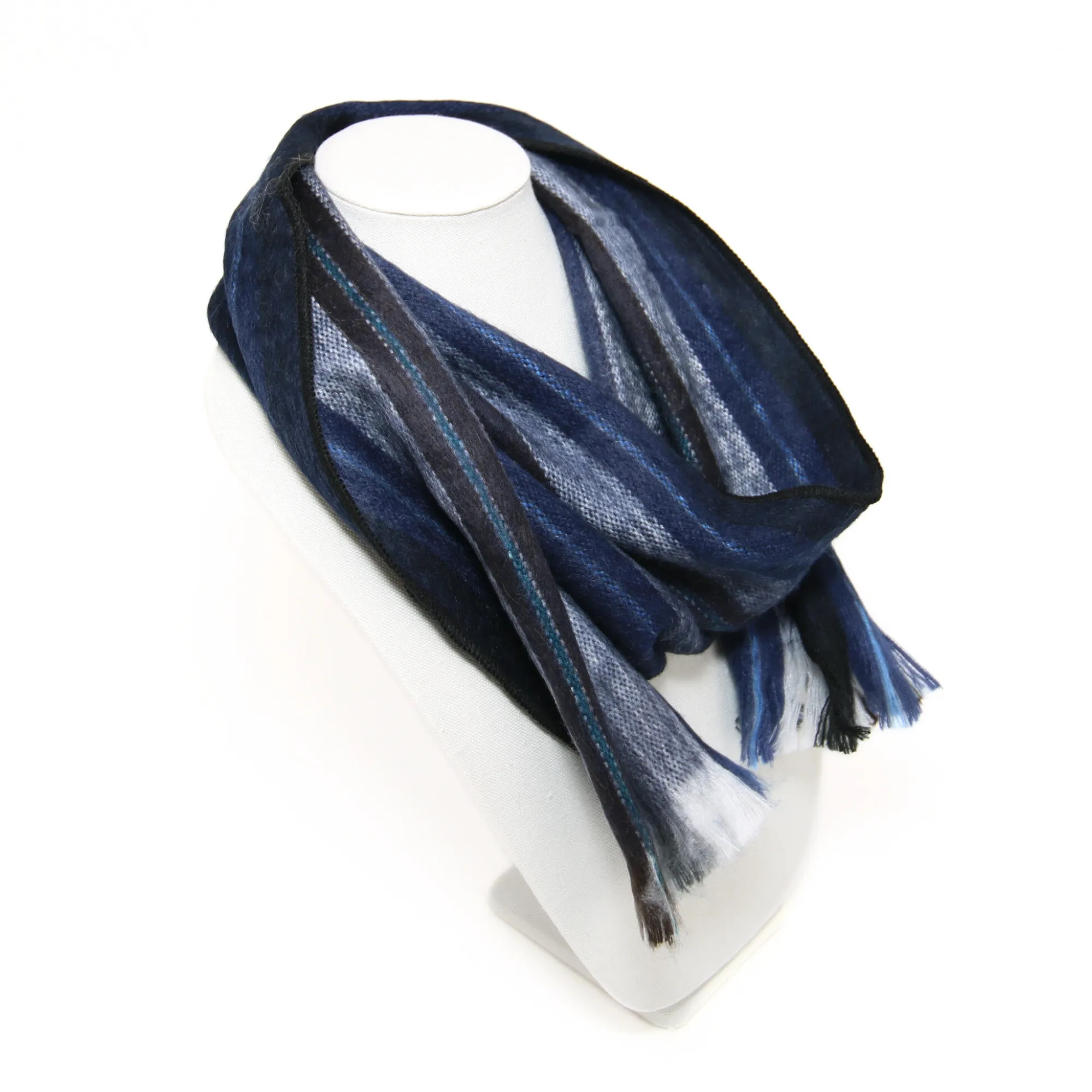 Blue and White Alpaca Traditional Scarf