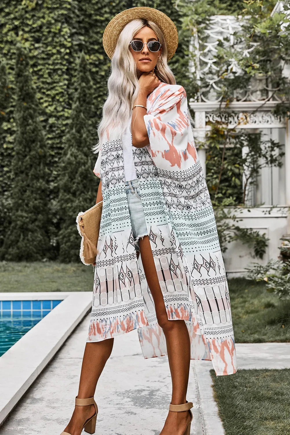 Bohemian Floral Print Kimono