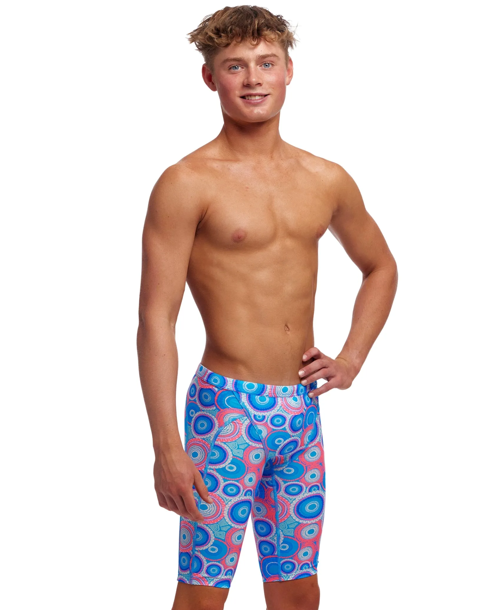Boys Bundjalung Blue Swim Training Jammer - Blue/Pink