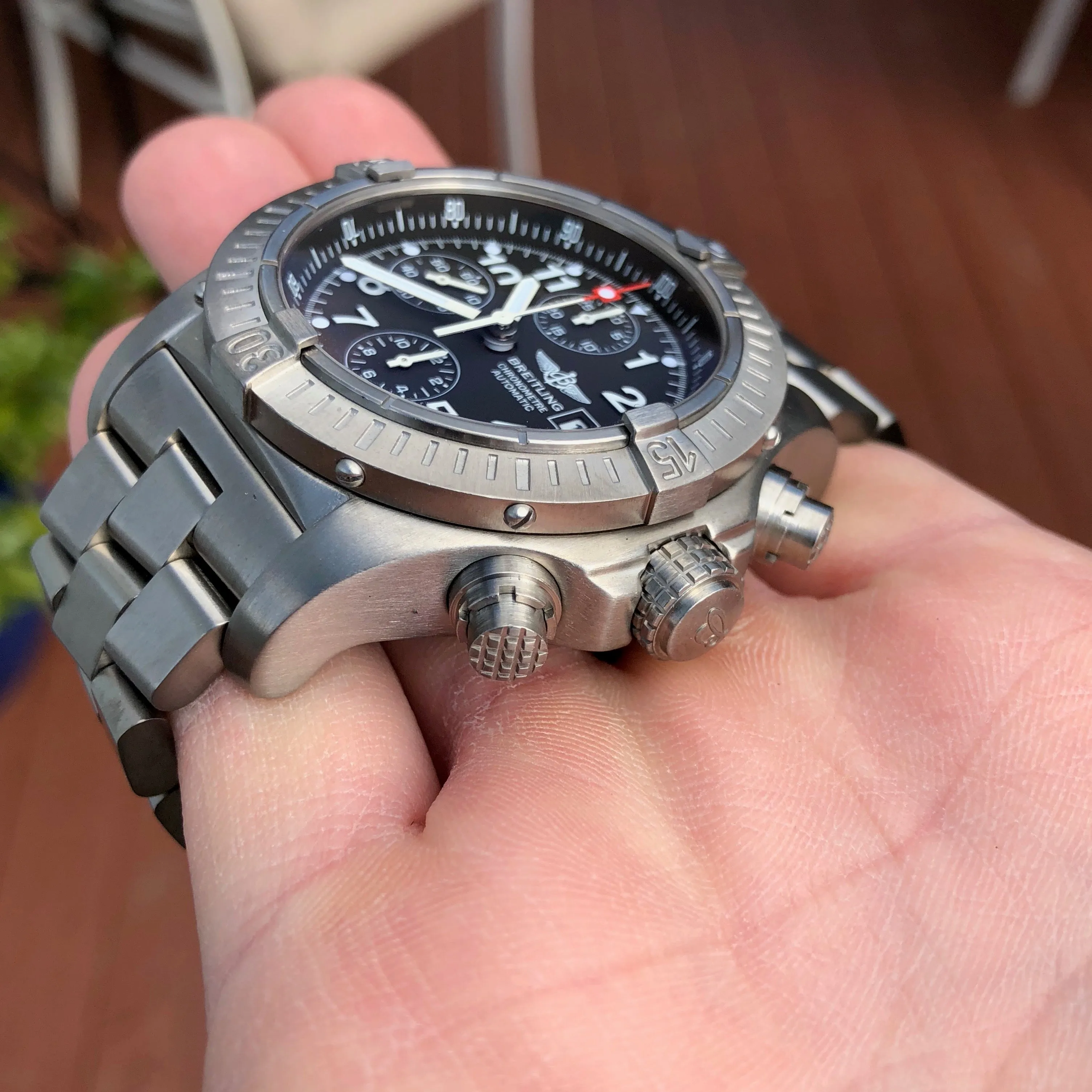 Breitling Avenger E13360 Titanium 44mm Chronograph Automatic Wristwatch Box Papers