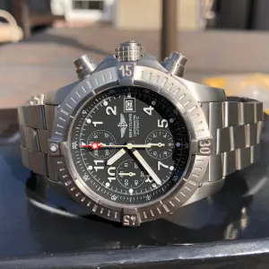 Breitling Avenger E13360 Titanium 44mm Chronograph Automatic Wristwatch Box Papers