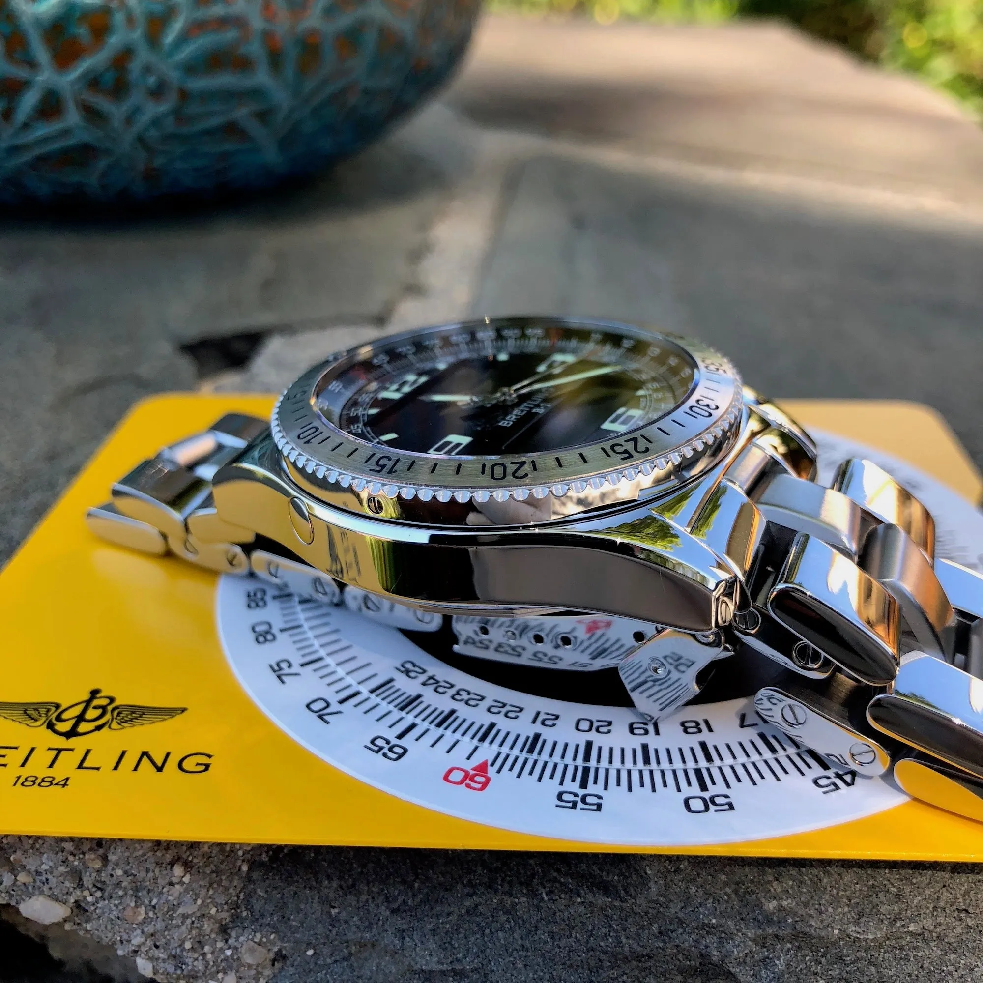Breitling B-1 A68362 Stainless Steel Digital Analog Black Chronograph Wristwatch Box & Papers